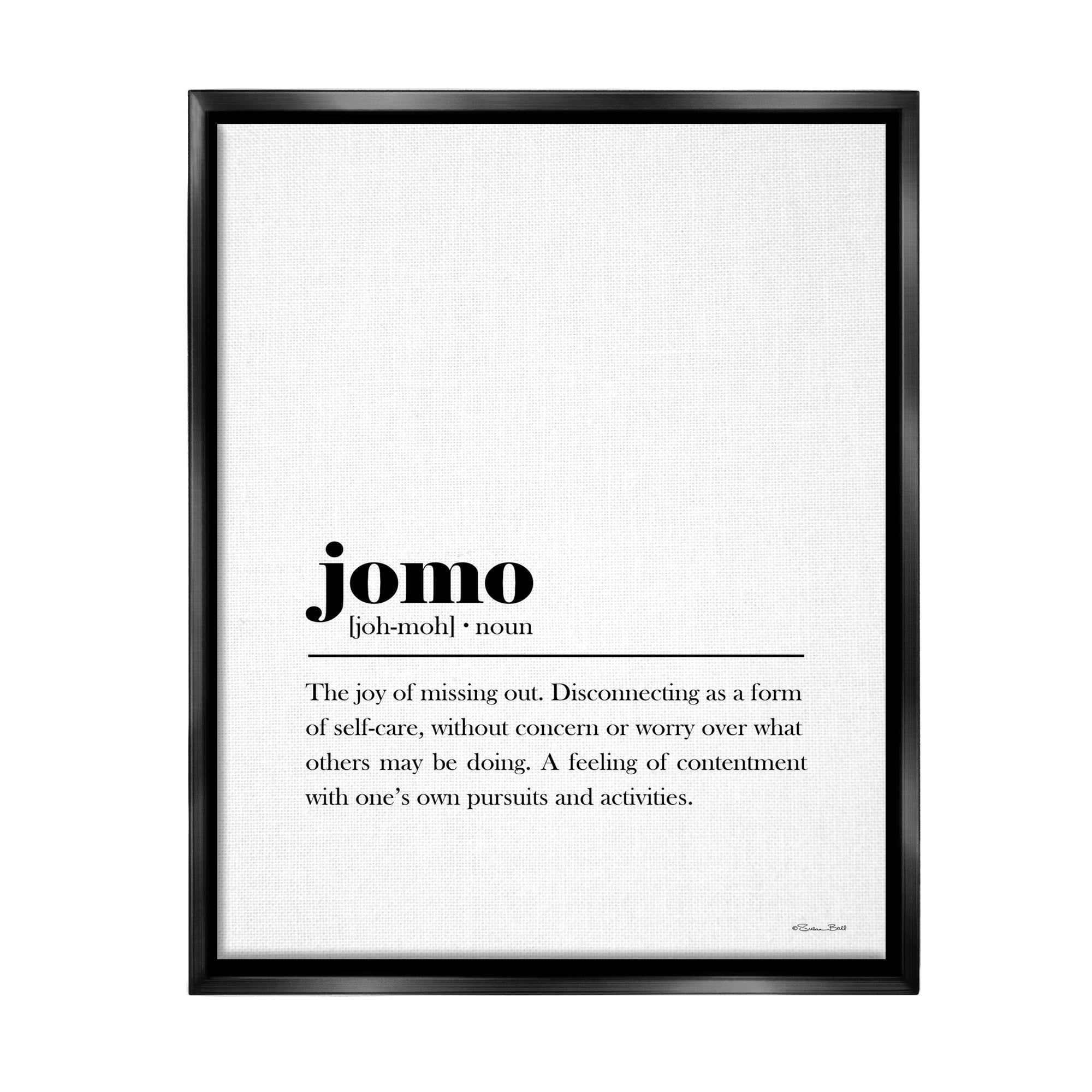 Stupell Industries Jomo Bathroom Definition Typography Painting Black Floater Framed Canvas Art Print Wall Art, 17 x 21