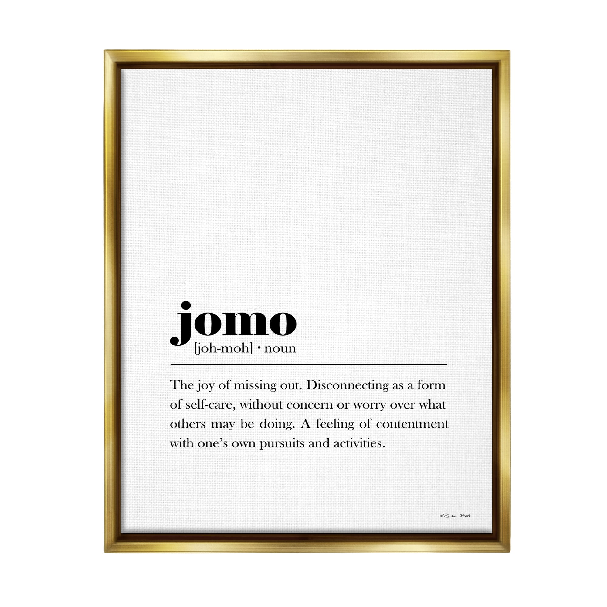 Stupell Industries Jomo Bathroom Definition Typography Painting Gold Floater Framed Canvas Art Print Wall Art, 25 x 31