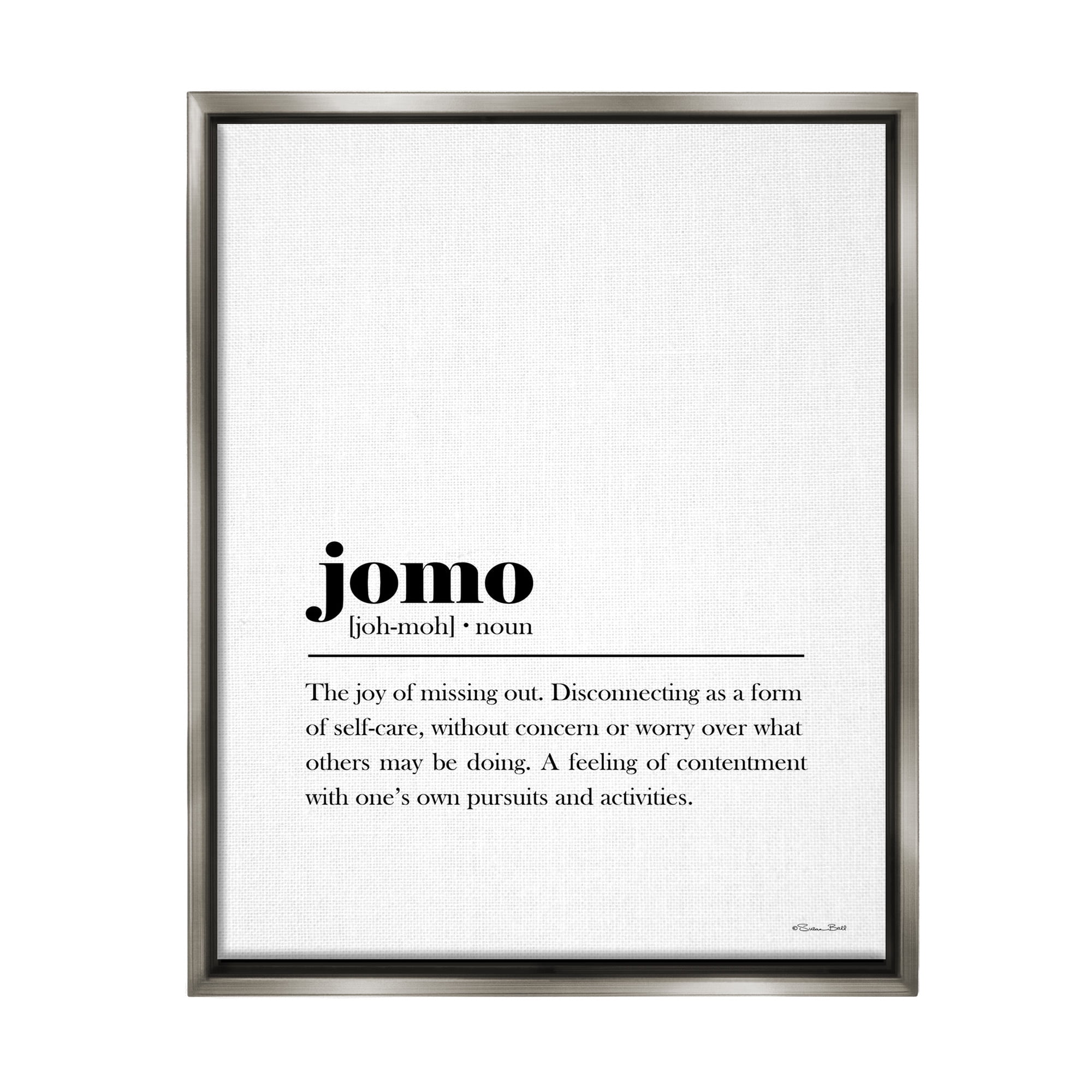 Stupell Industries Jomo Bathroom Definition Typography Painting Gray Floater Framed Canvas Art Print Wall Art, 25 x 31