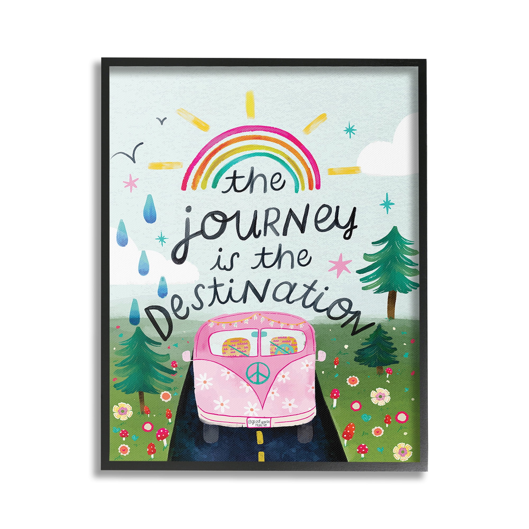 Stupell Industries Journey Is The Destination Landscape Painting Black Framed Art Print Wall Art, 16 x 20