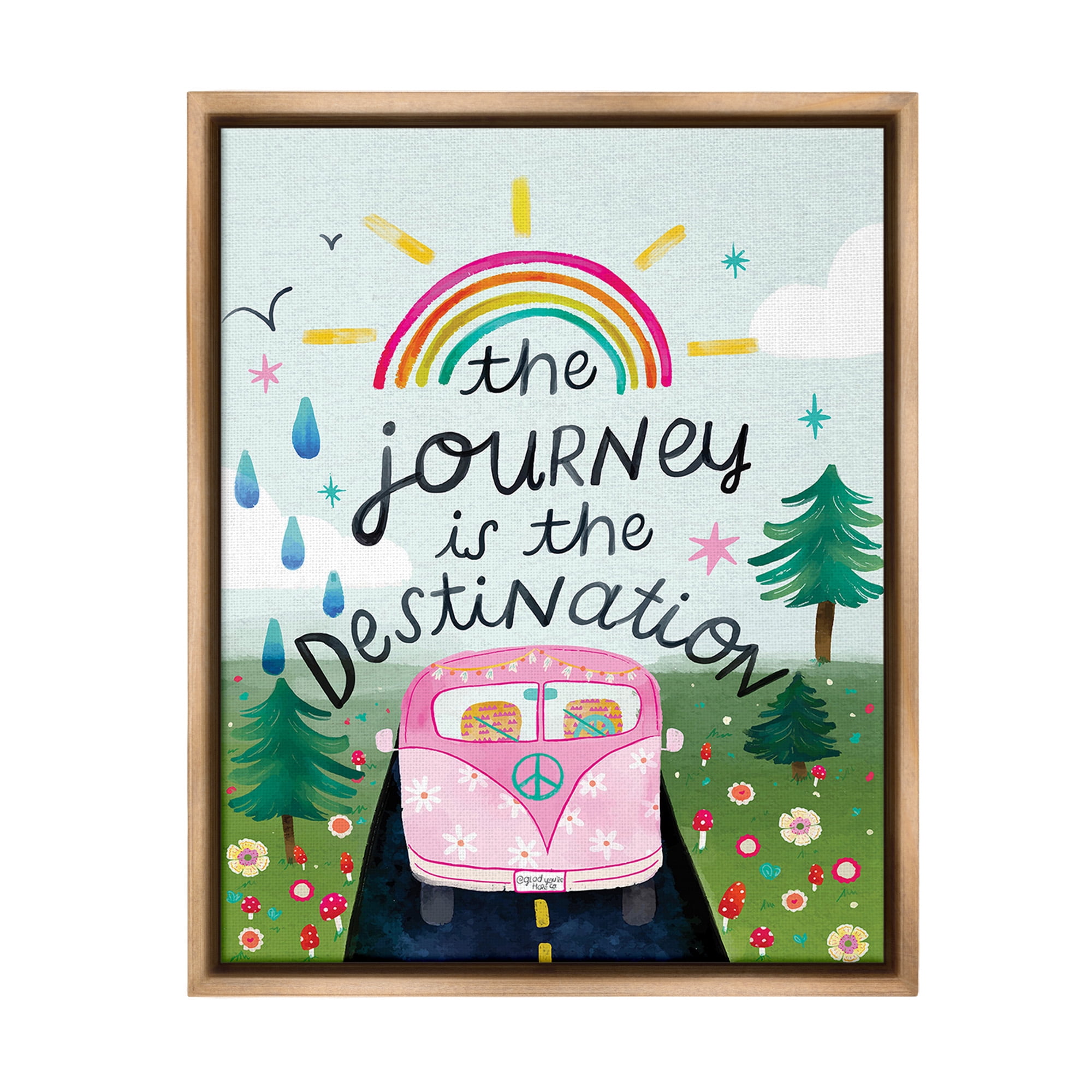 Stupell Industries Journey Is The Destination Landscape Painting Brown Floater Framed Canvas Art Print Wall Art, 17 x 21