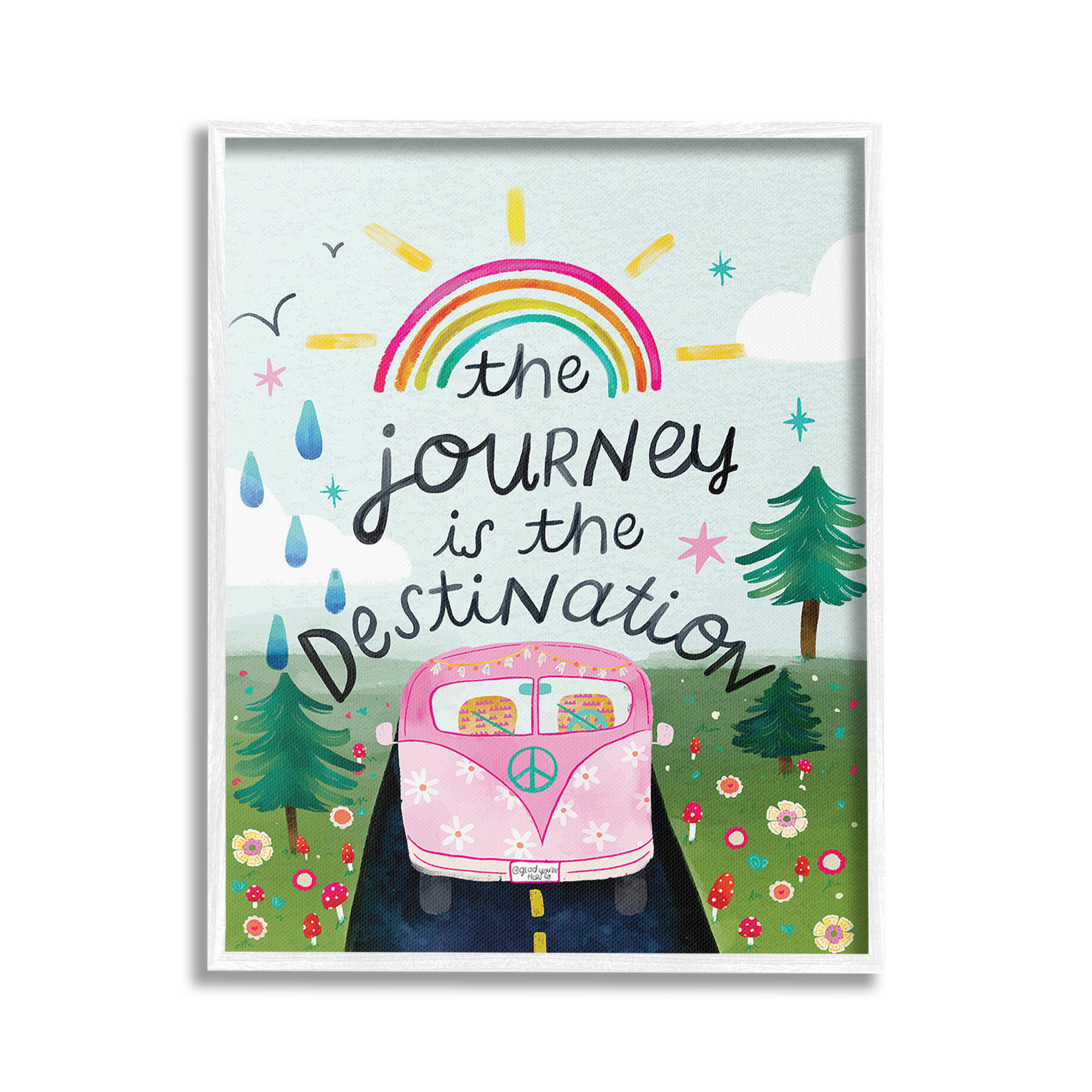 Stupell Industries Journey Is The Destination Landscape Painting White Framed Art Print Wall Art, 24 x 30