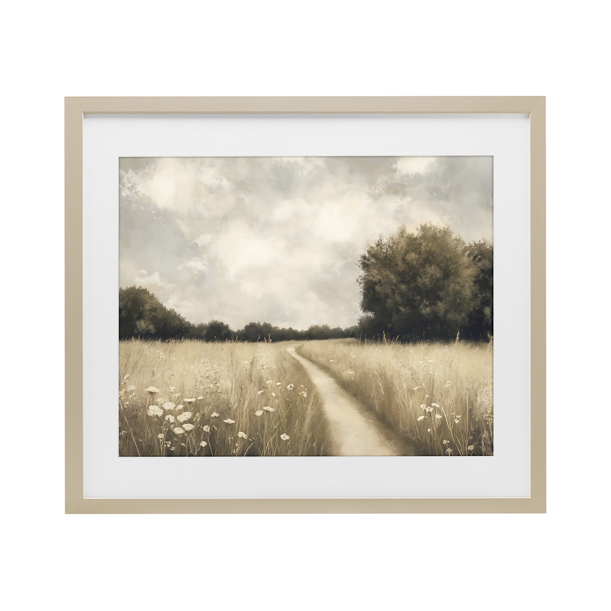 Stupell Industries Journey Through Wildflowers in Meadow Birch Framed Print Under Glass, design by Creative Studio