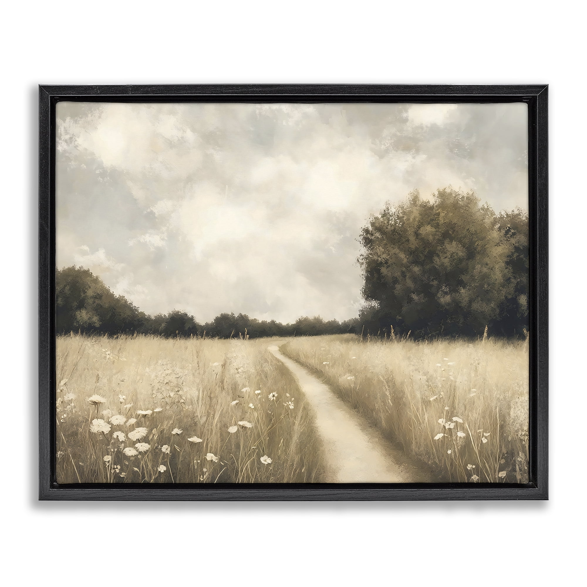 Stupell Industries Journey Through Wildflowers in Meadow Black Framed Floater Canvas Wall Art, design by Creative Studio