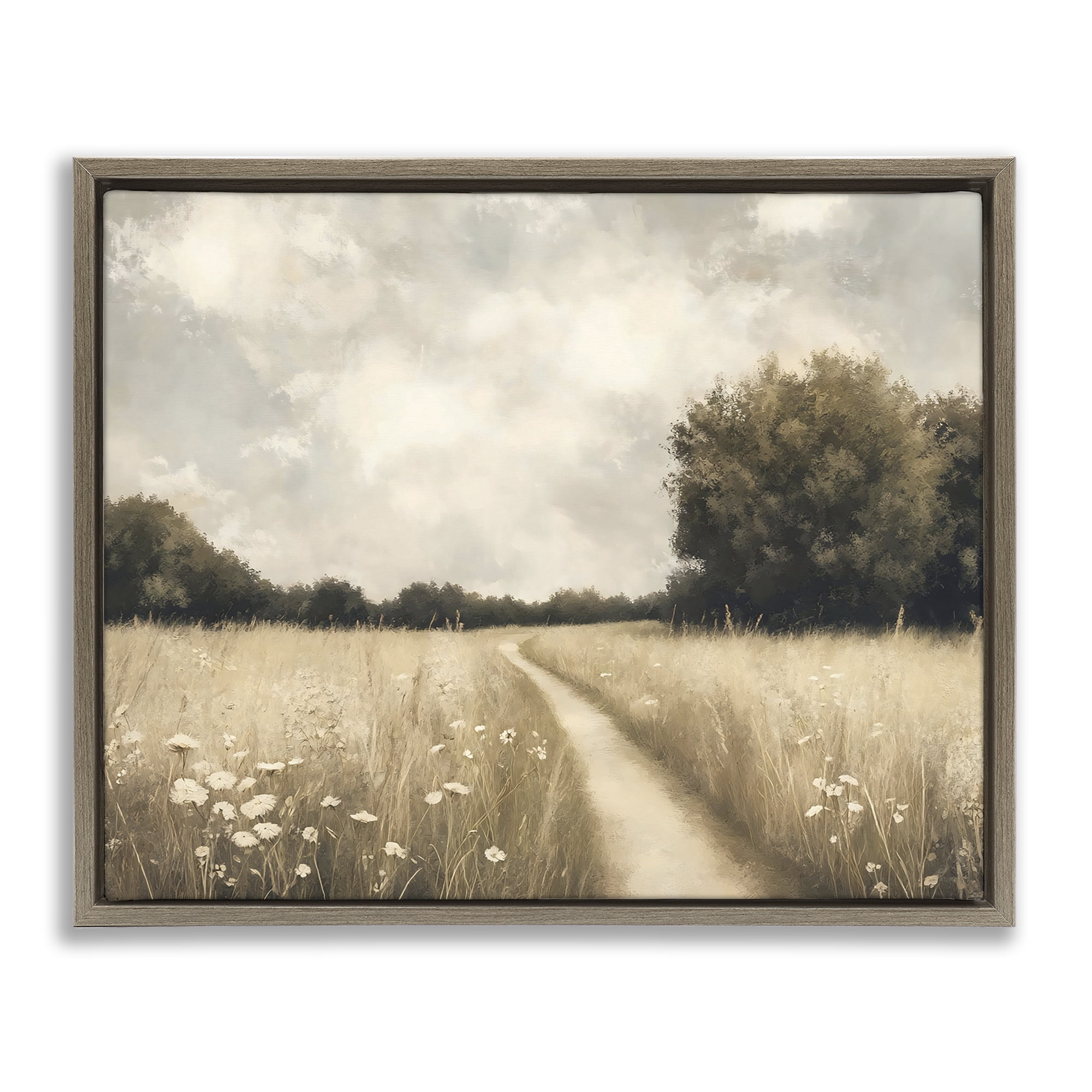 Stupell Industries Journey Through Wildflowers in Meadow Brown Framed Floater Canvas Wall Art, design by Creative Studio