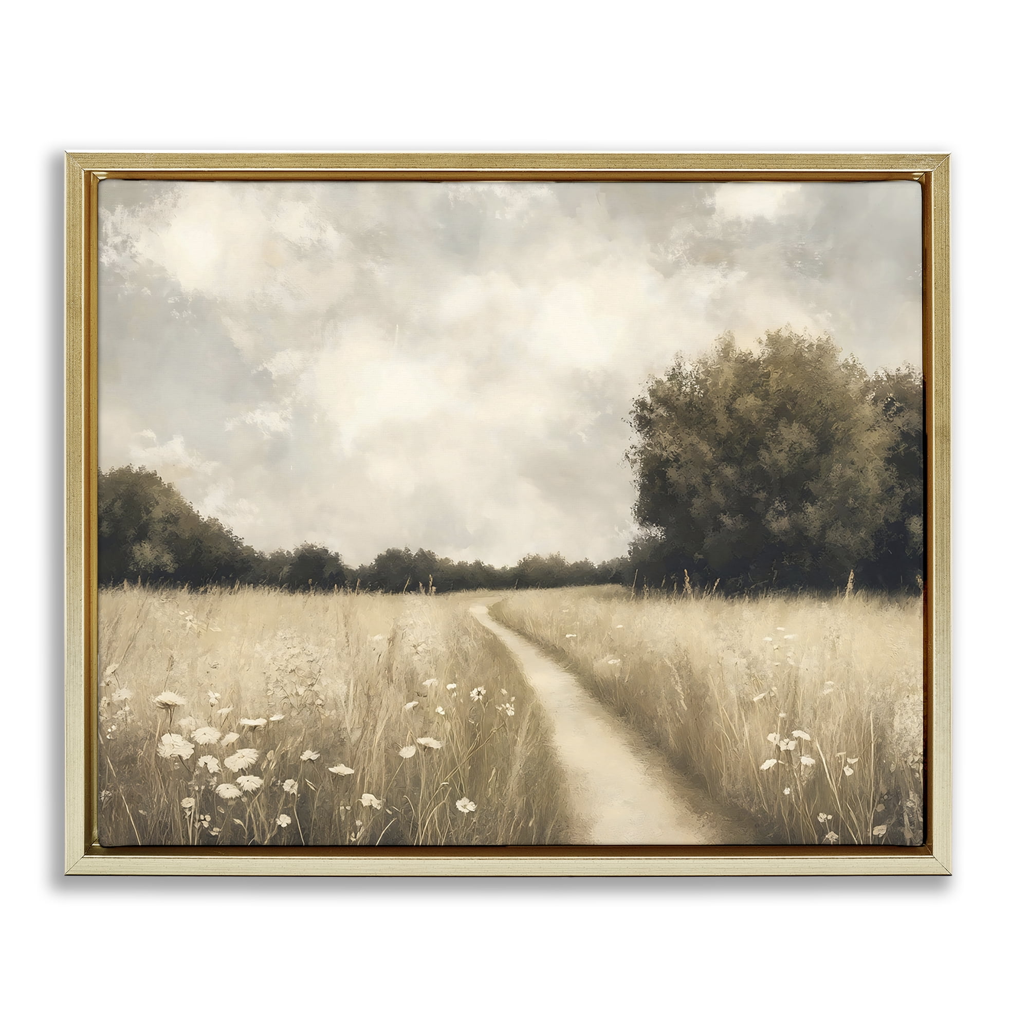 Stupell Industries Journey Through Wildflowers in Meadow Gold Framed Floater Canvas Wall Art, design by Creative Studio