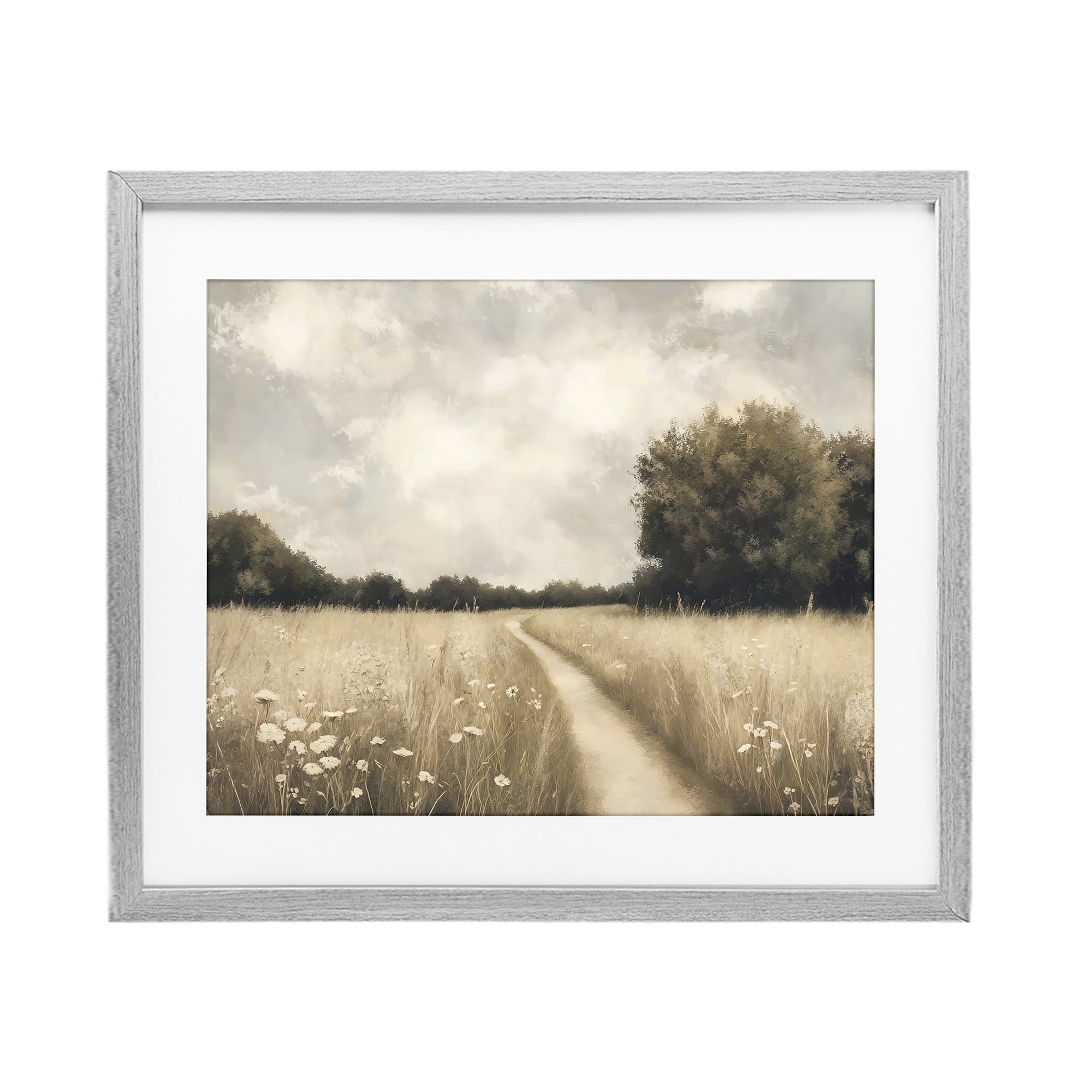 Stupell Industries Journey Through Wildflowers in Meadow Gray Framed Print Under Glass, design by Creative Studio