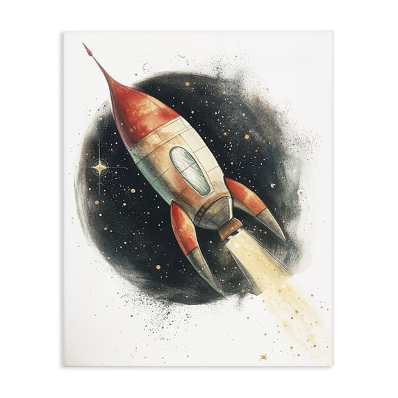 Stupell Industries Contemporary Journey To Space Rocket Canvas Art, 36 x 48, by Ray Powers