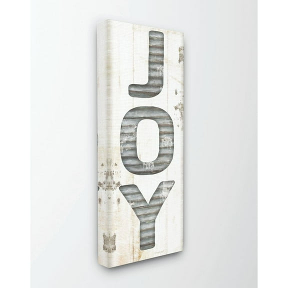 Stupell Industries Joy Holiday Christmas Wood Texture Word DesignCanvas Wall Art By Artist Jennifer Pugh