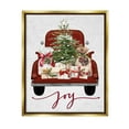 thumbnail image 1 of Stupell Industries Joy Holiday Red Gift Truck Graphic Art Metallic Gold Floating Framed Canvas Print Wall Art, Design by Lettered and Lined, 1 of 6