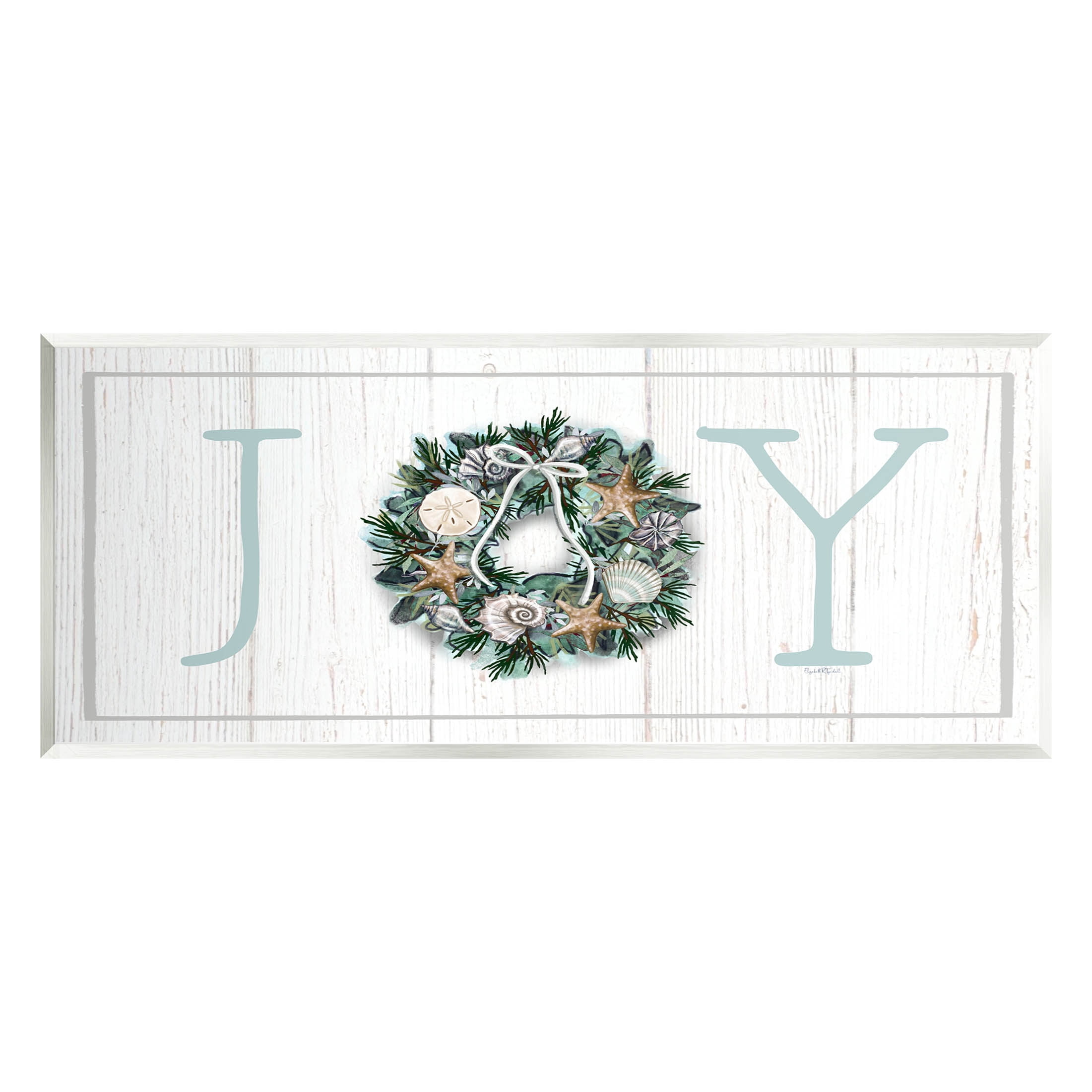 Stupell Industries Joy Holiday Seashell Wreath Graphic Art Unframed Art Print Wall Art, Design by Elizabeth Tyndall