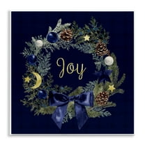 Stupell Industries Joy Holiday Wreath Holiday Painting Unframed Art Print Wall Art, 12 x 12