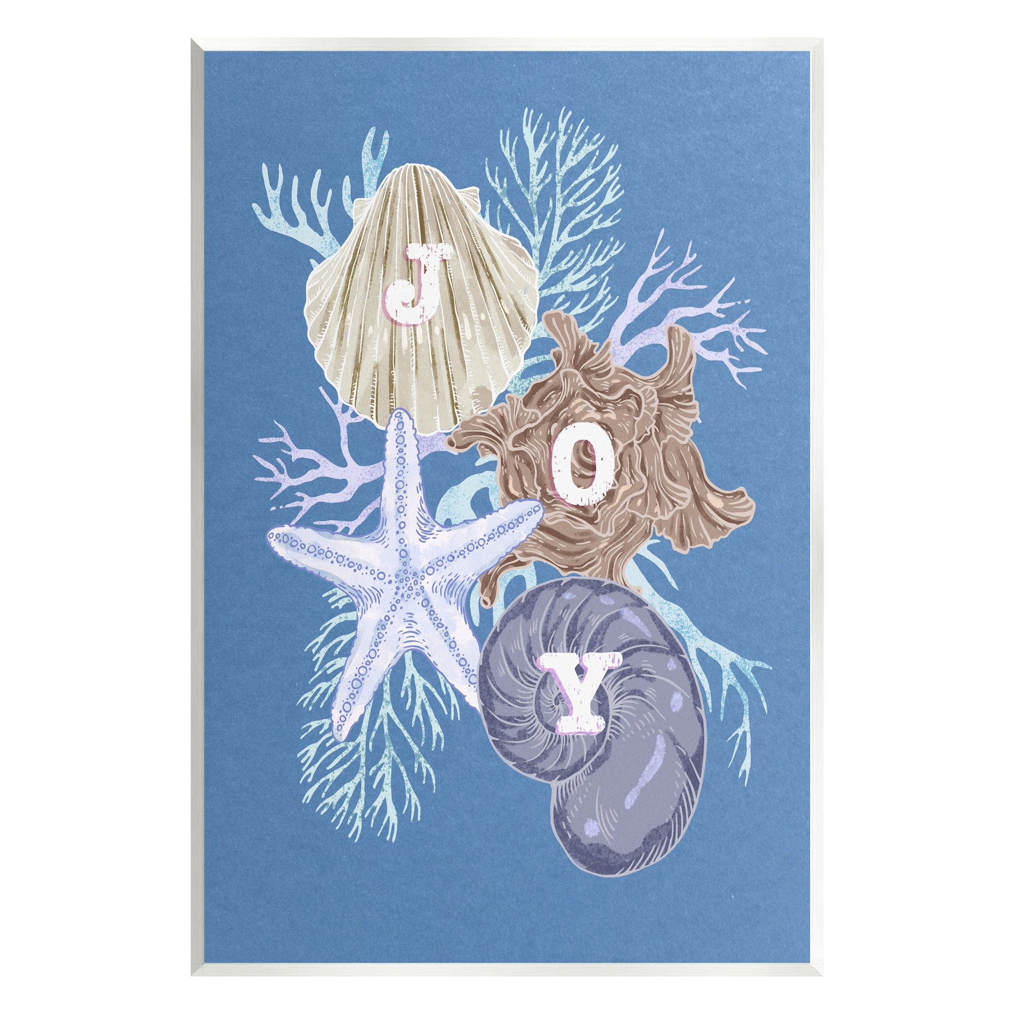 Stupell Industries Joy Nautical Holiday Seashells Holiday Painting Unframed Art Print Wall Art
