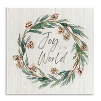 Stupell Industries Joy Pinecone Wreath Holiday Painting Unframed Art Prints Wall Art, 12 x 12