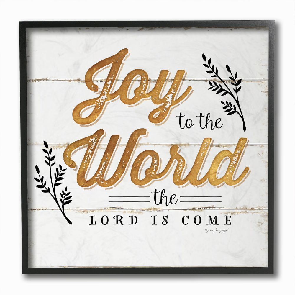 Stupell Industries Joy To The Word Gold Christmas Holiday Word DesignFramed Wall Art By Artist Jennifer Pugh
