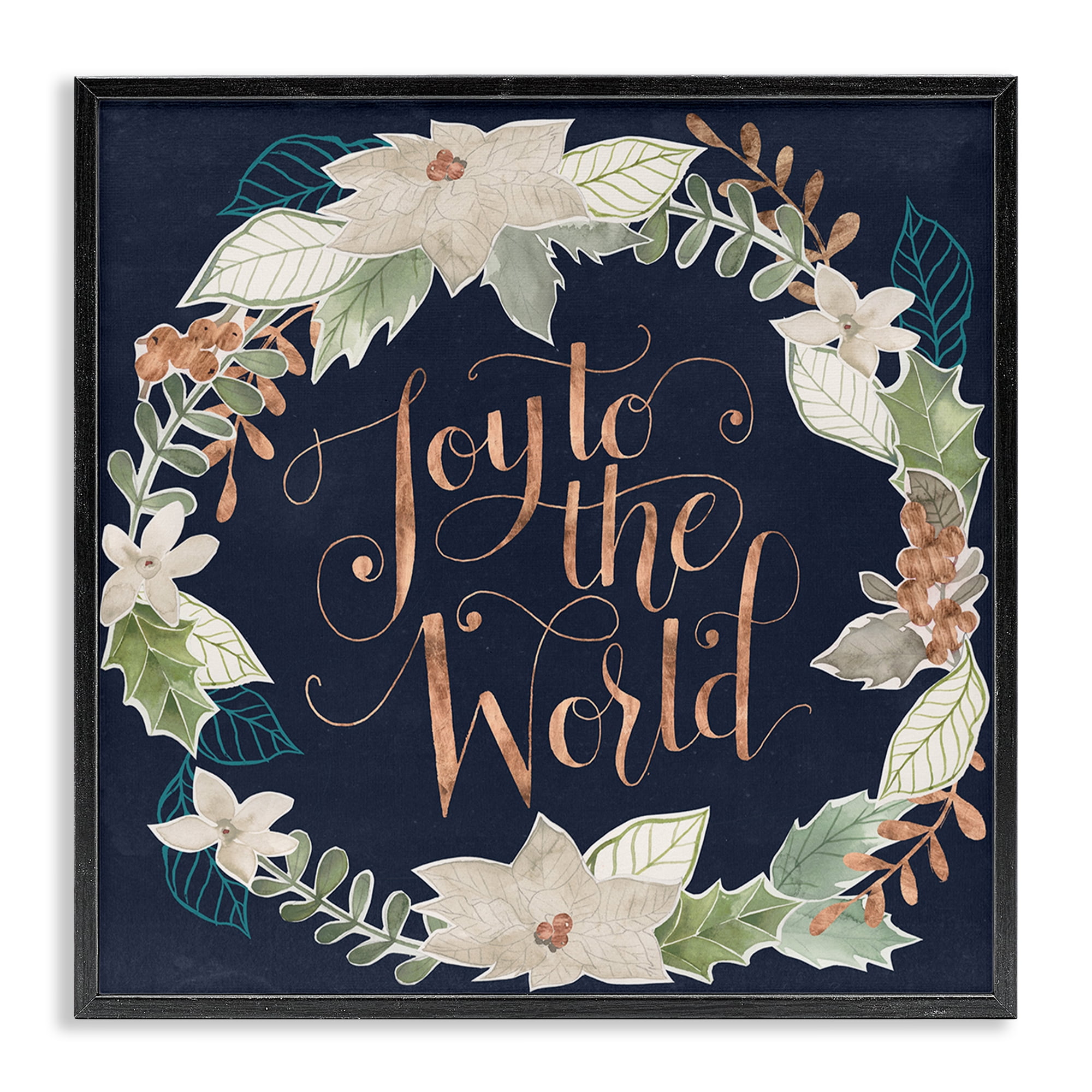 Stupell Industries Joy To The World Holiday Painting Black Framed Art Print Wall Art, 24 x 24