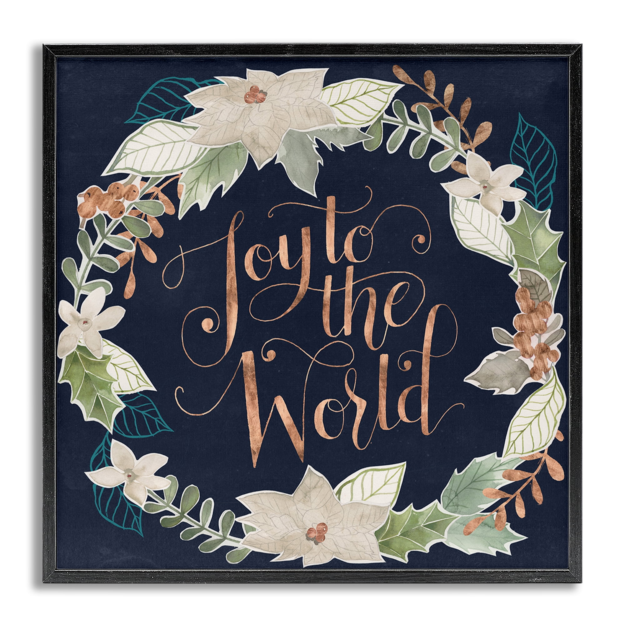 Stupell Industries Joy To The World Holiday Painting Gray Framed Art Print Wall Art, 24 x 24