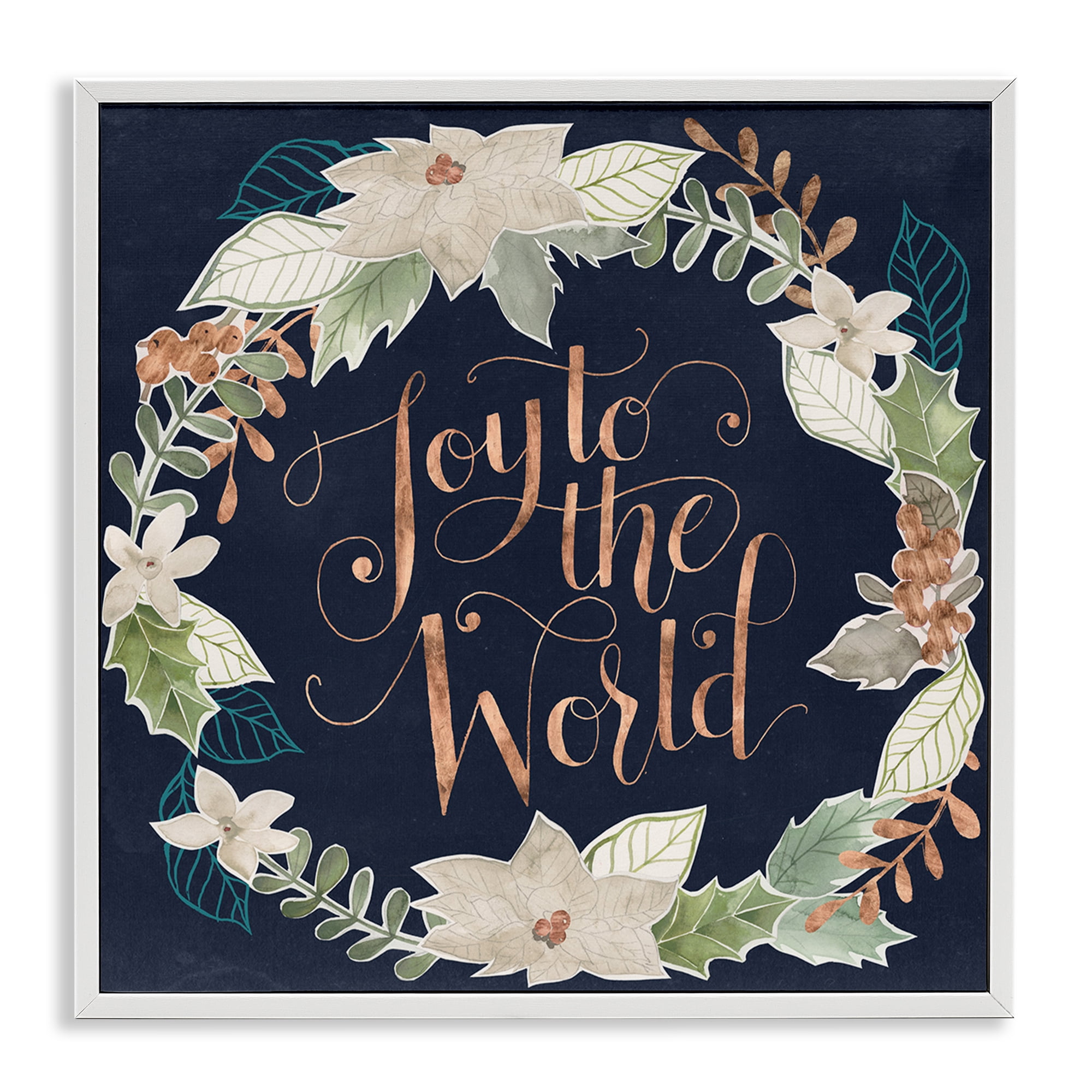 Stupell Industries Joy To The World Holiday Painting White Framed Art Print Wall Art, 17 x 17