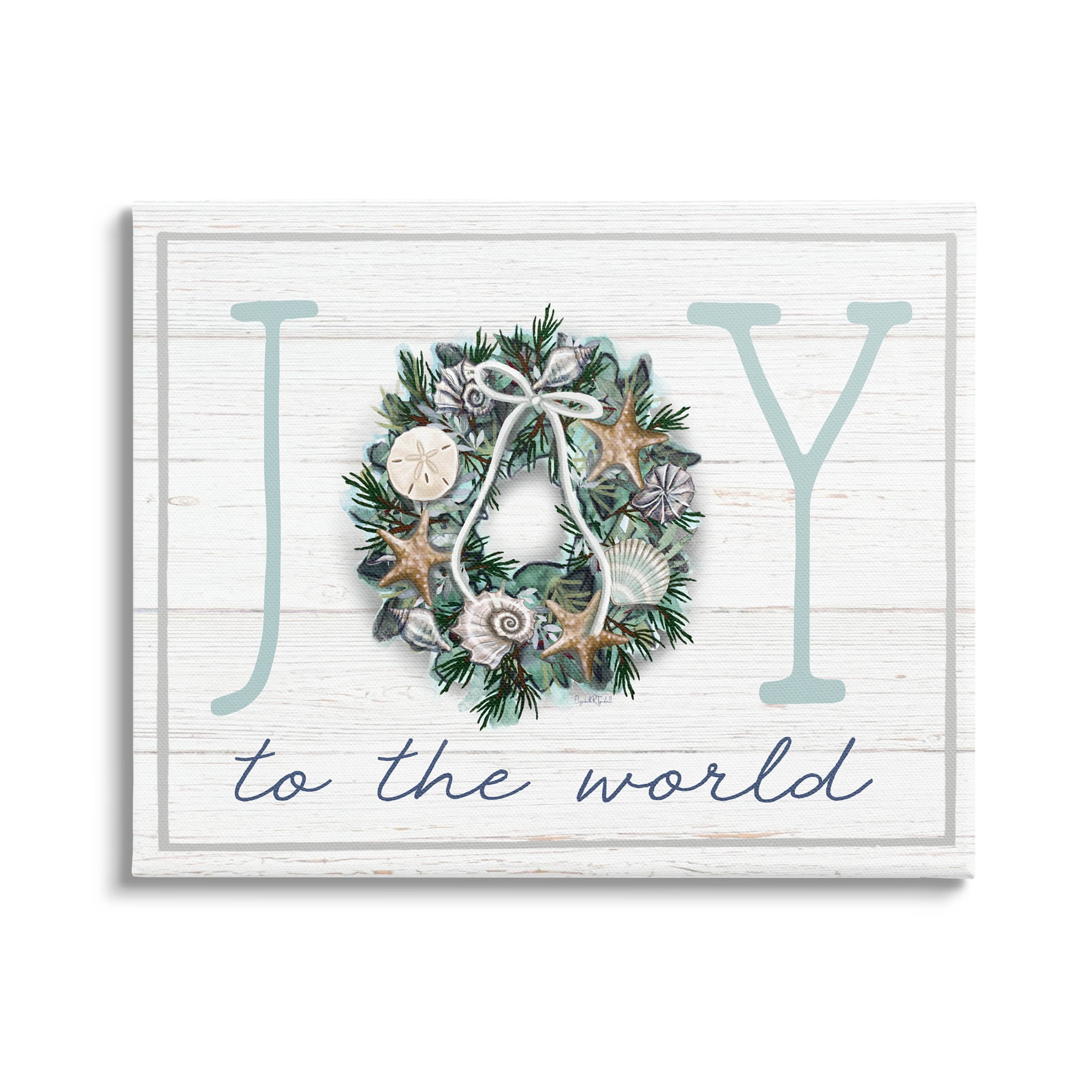 Stupell Industries Joy To The World Nautical Wreath Graphic Art Gallery Wrapped Canvas Print Wall Art, Design by Elizabeth Tyndall