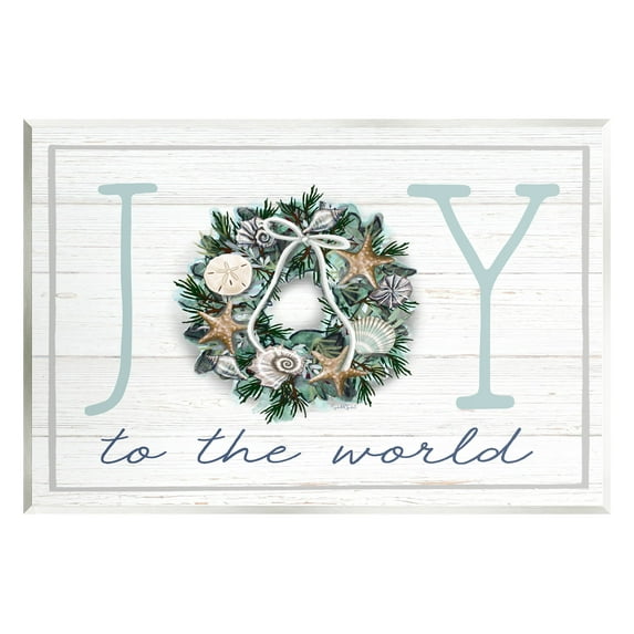 Stupell Industries Joy To The World Nautical Wreath Graphic Art Unframed Art Print Wall Art, Design by Elizabeth Tyndall