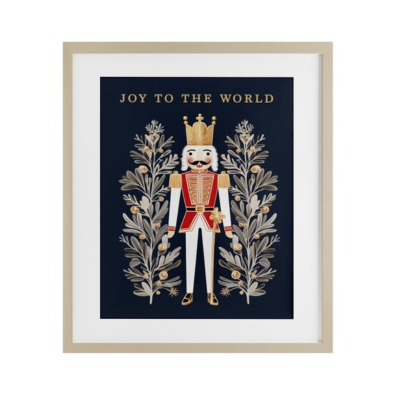 Joy To World Happy Nutcracker Brown Framed Print Under Glass, 17 x 21, Made In USA
