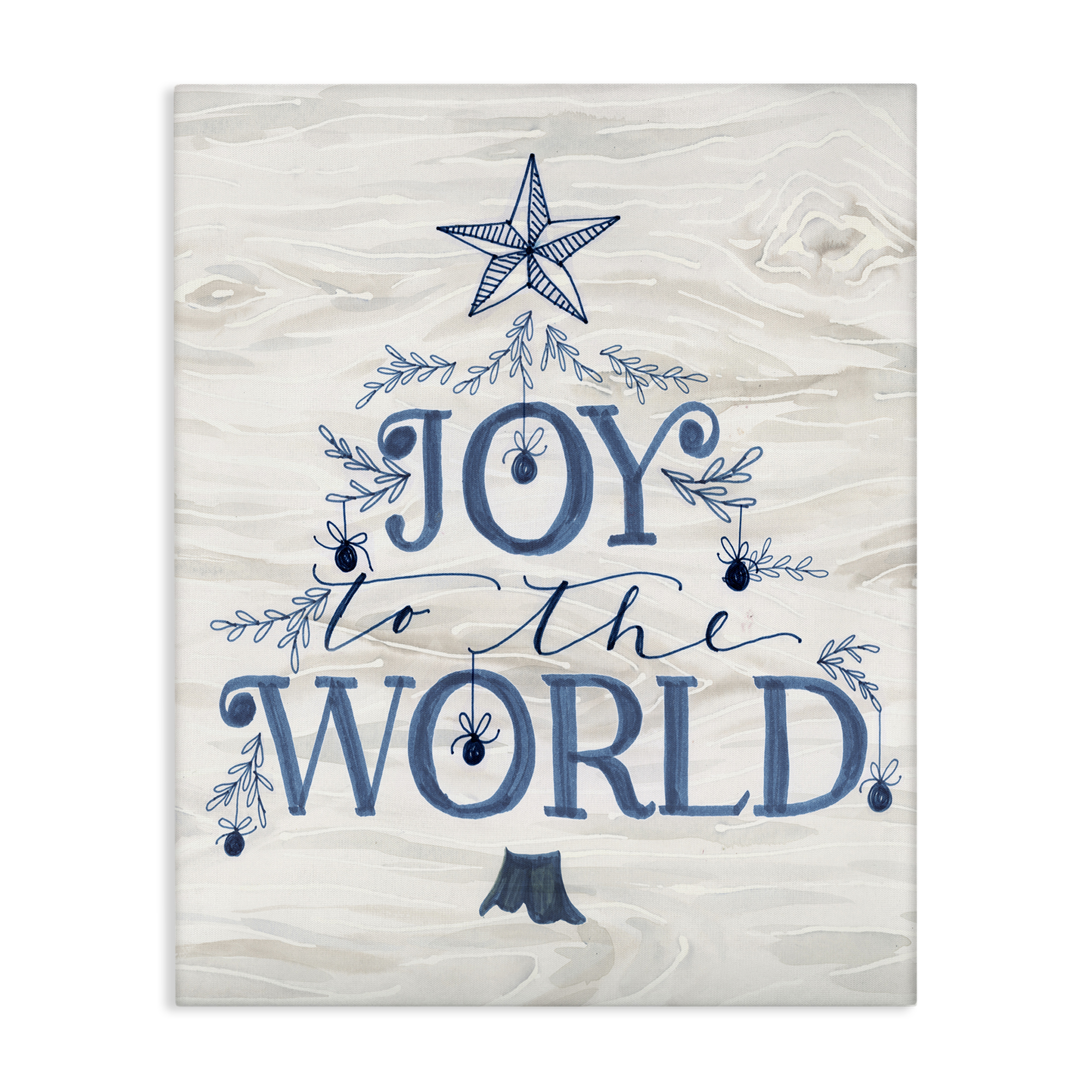 Stupell Industries Joy To World Tree Holiday Painting Gallery Wrapped Canvas Art Prints Wall Art, 16 x 20