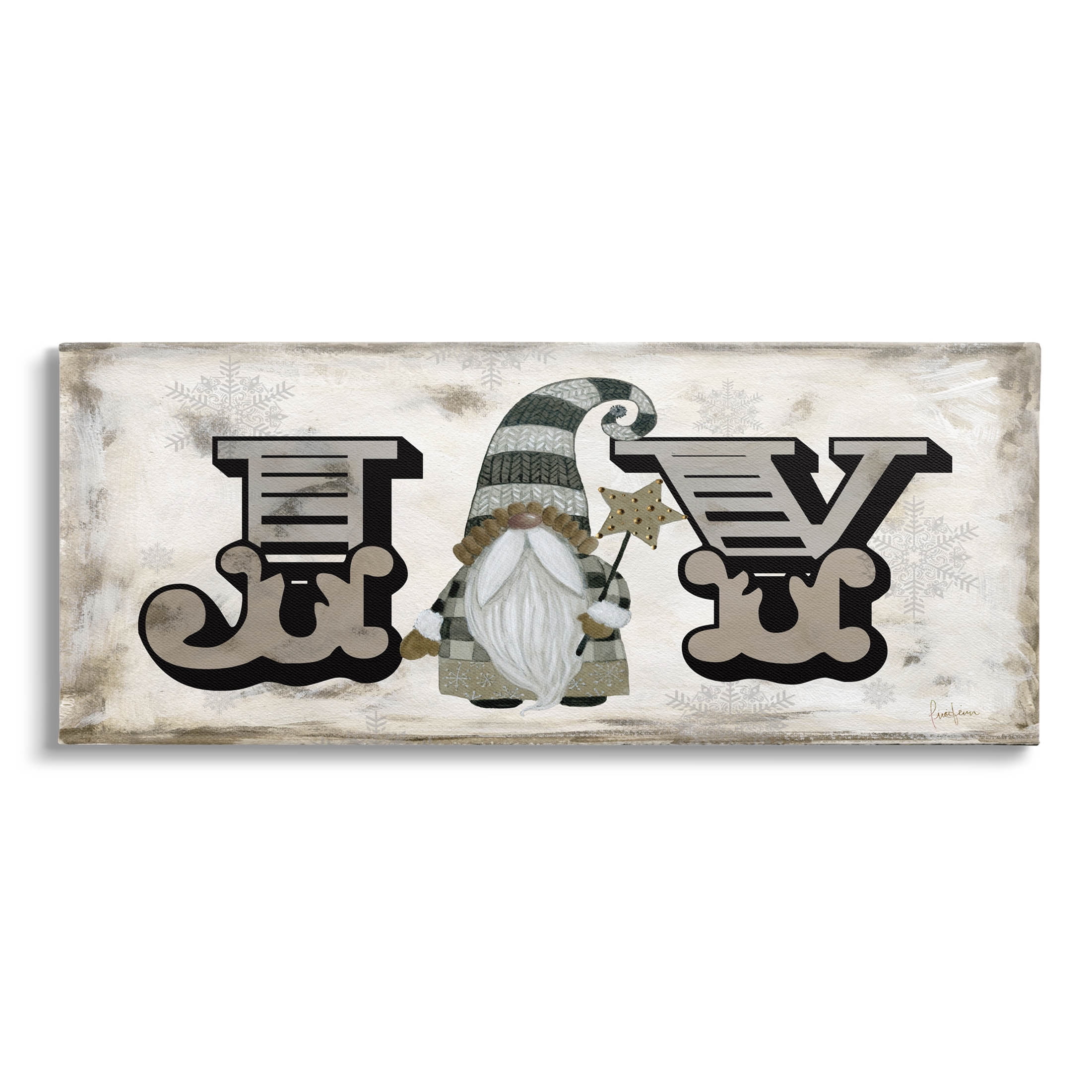 Stupell Industries Joy Vintage Holiday Gnome Graphic Art Gallery Wrapped Canvas Print Wall Art, Design by Livi Finn