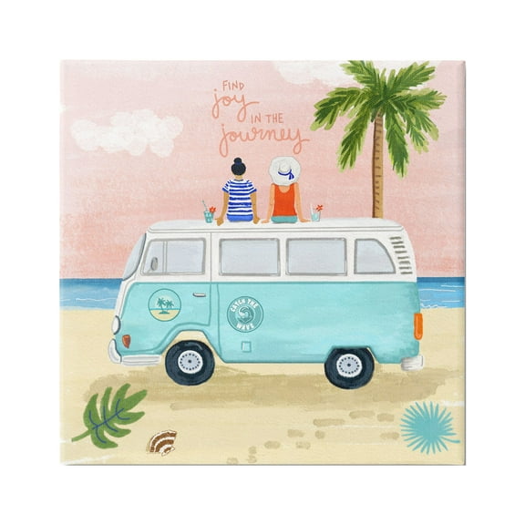 Stupell Industries Joy in the Journey Tropical Adventure Beach Traveling Graphic Art Gallery Wrapped Canvas Print Wall Art, Design by Sharon Lee