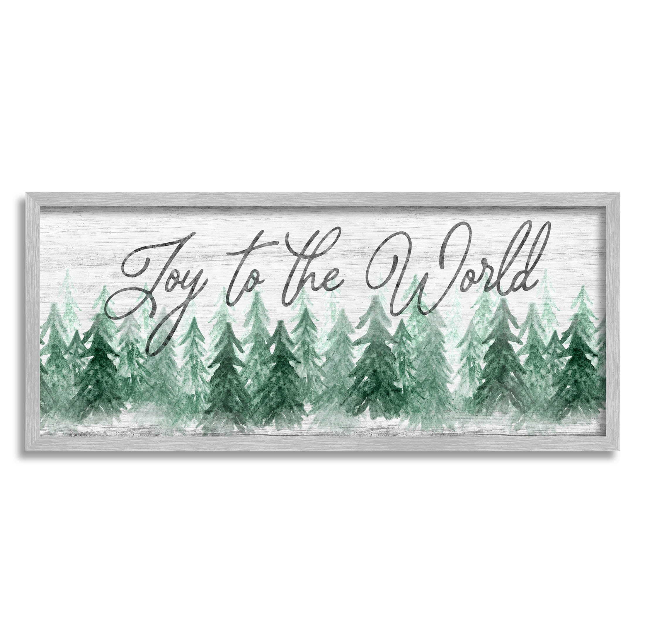 Stupell Industries Joy to the World Pine Trees Graphic Art Gray Framed Art Print Wall Art, Design by Natalie Carpentieri