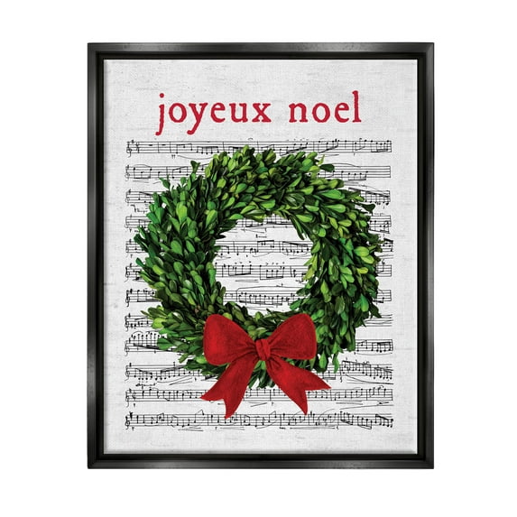 Stupell Industries Joyeux Noel Vintage Song Graphic Art Jet Black Floating Framed Canvas Print Wall Art, Design by Lettered and Lined