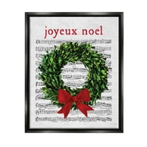 Stupell Industries Joyeux Noel Vintage Song Graphic Art Jet Black Floating Framed Canvas Print Wall Art, Design by Lettered and Lined