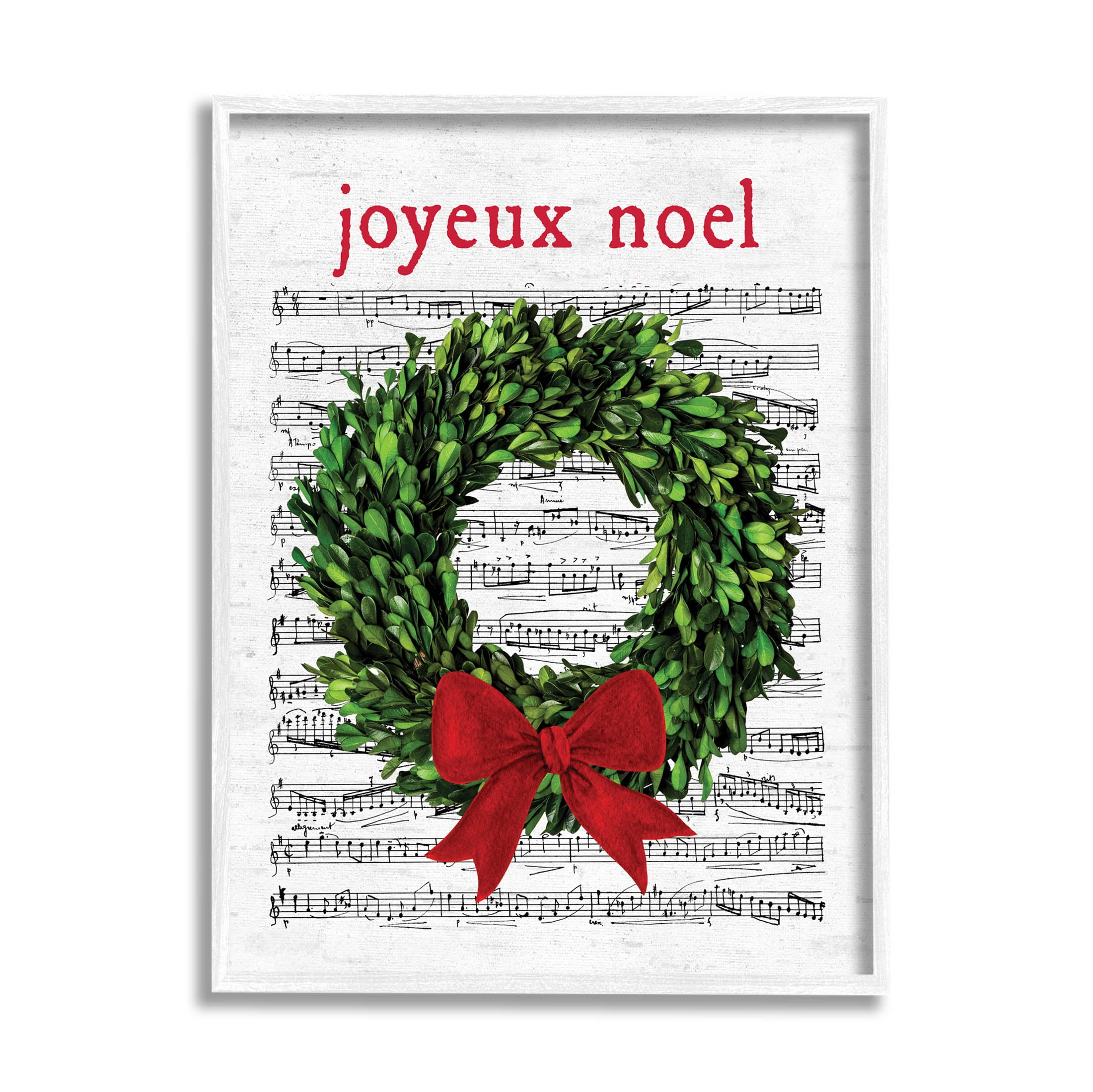 Stupell Industries Joyeux Noel Vintage Song Graphic Art White Framed Art Print Wall Art, Design by Lettered and Lined