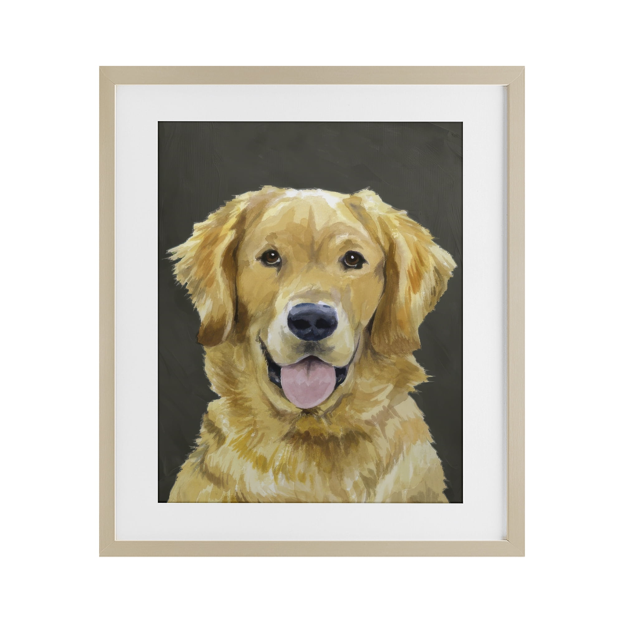 Stupell Industries Joyful Golden Retriever Portrait Birch Framed Print Under Glass, design by Lil' Rue