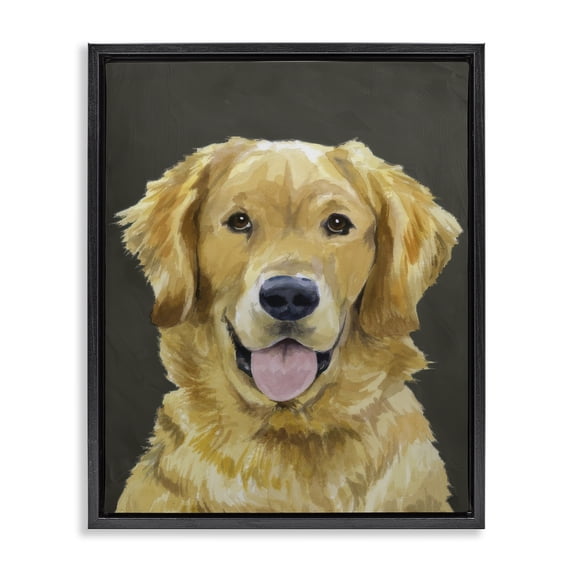 Stupell Industries Farmhouse Joyful Golden Retriever Portrait Black Floating Frame Canvas Art, 17 x 21, by Lil' Rue