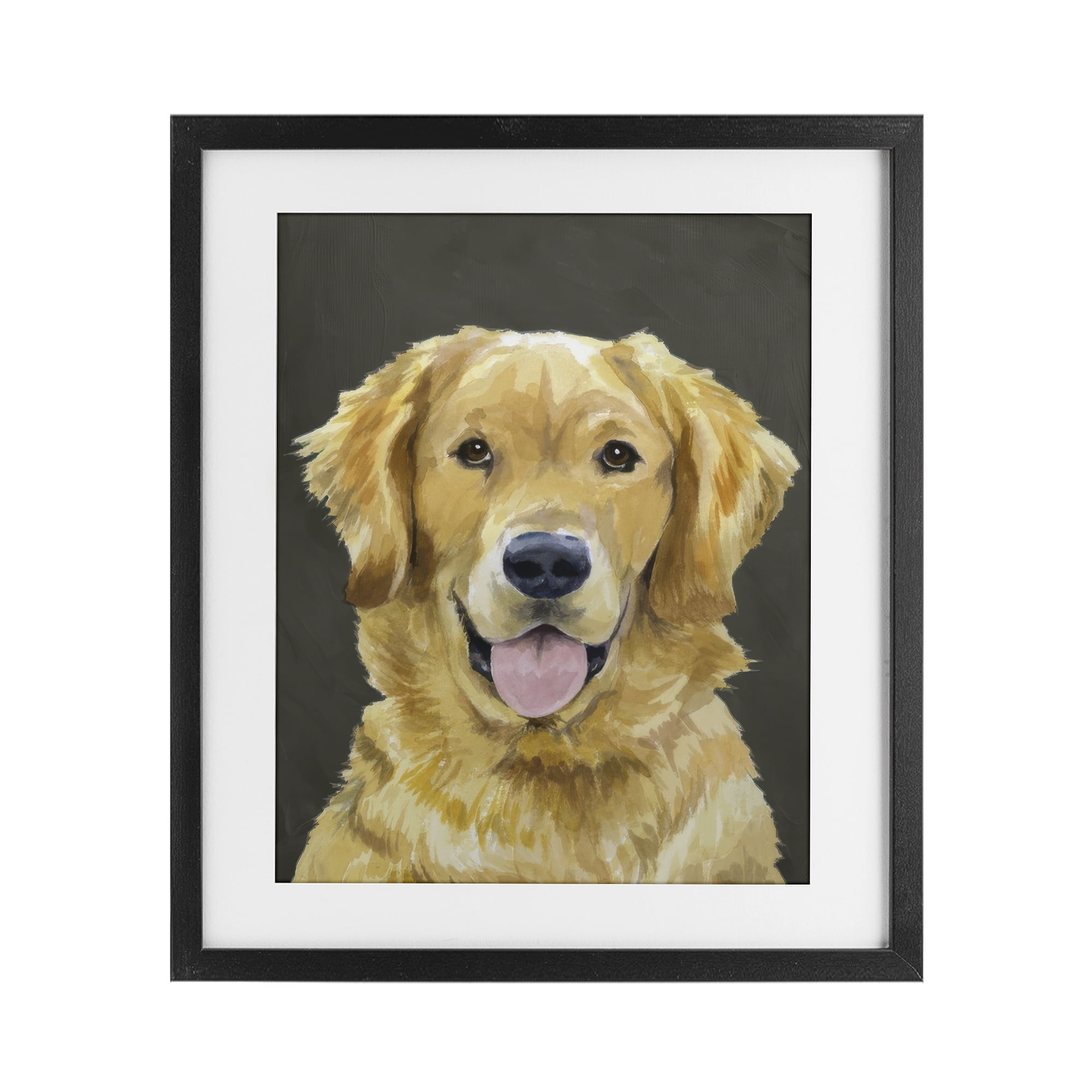 Stupell Industries Joyful Golden Retriever Portrait Black Framed Print Under Glass, design by Lil' Rue