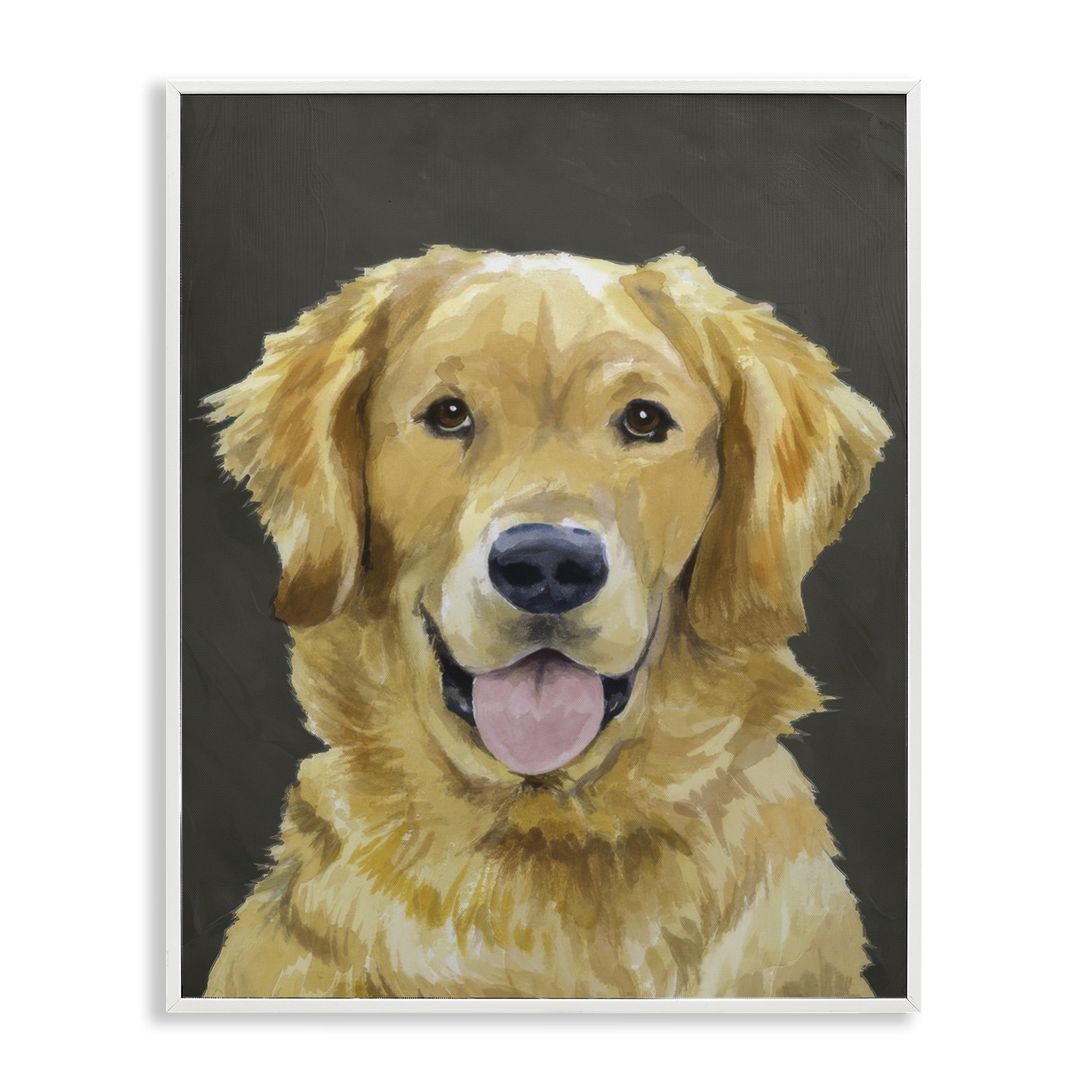 Stupell Industries Joyful Golden Retriever Portrait White Framed Giclee Art, design by Lil' Rue