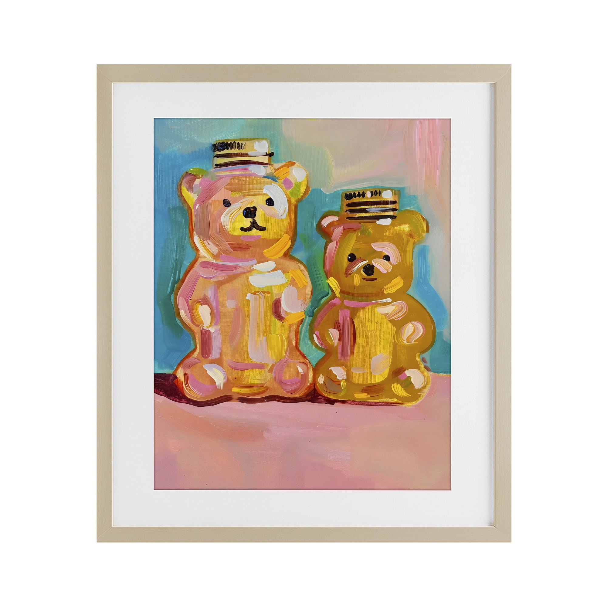 Stupell Industries Joyful Honey Bears Duo Birch Framed Print Under Glass, design by The Prints Vibe