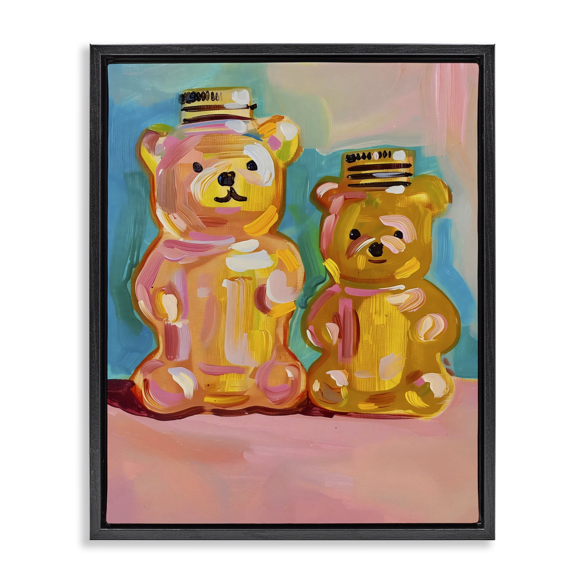 Stupell Industries Joyful Honey Bears Duo Black Framed Floater Canvas Wall Art, design by The Prints Vibe