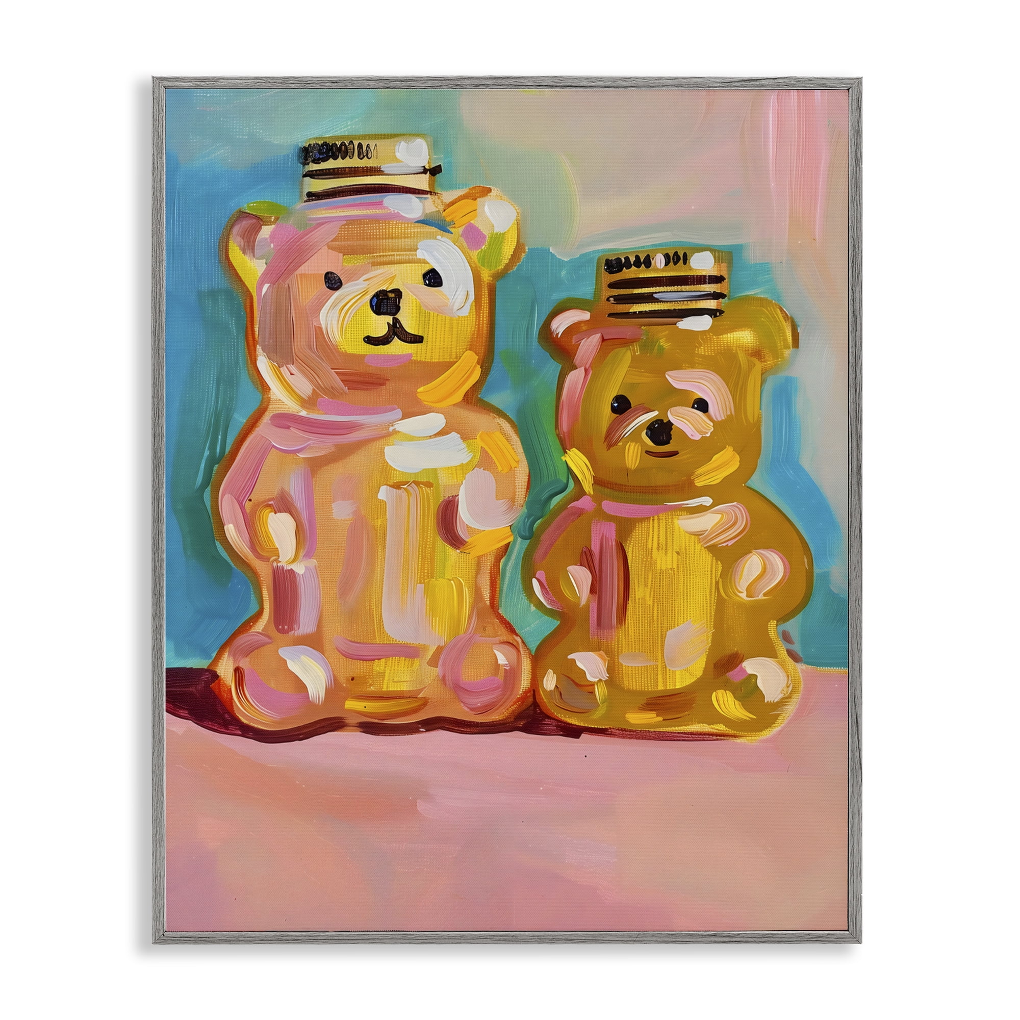 Stupell Industries Joyful Honey Bears Duo Gray Framed Giclee Art, design by The Prints Vibe