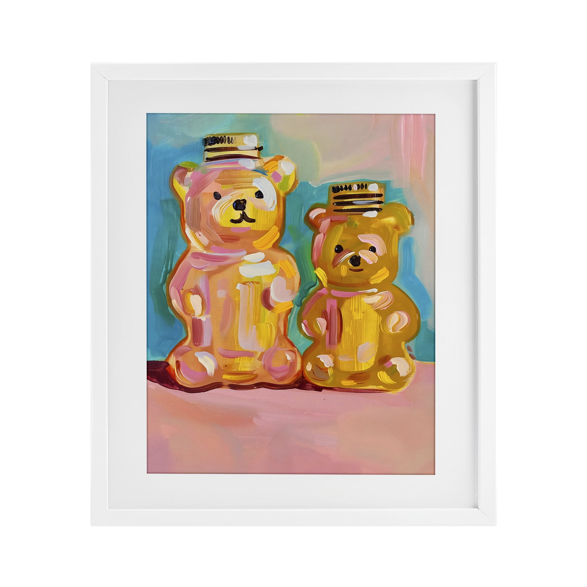 Stupell Industries Joyful Honey Bears Duo White Framed Print Under Glass, design by The Prints Vibe