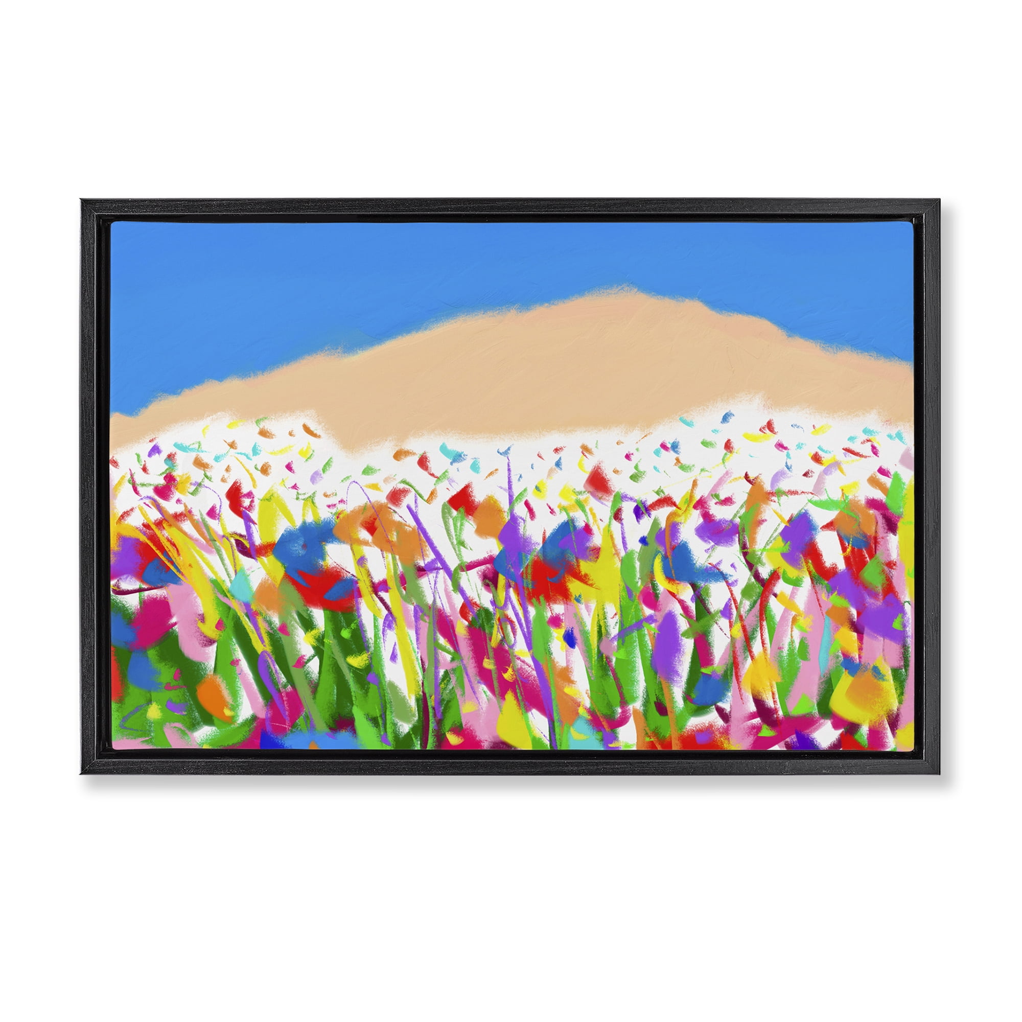 Stupell Industries Joyful Landscape Abstraction Landscape Painting Black Floater Framed Canvas Art Print Wall Art, 31 x 21