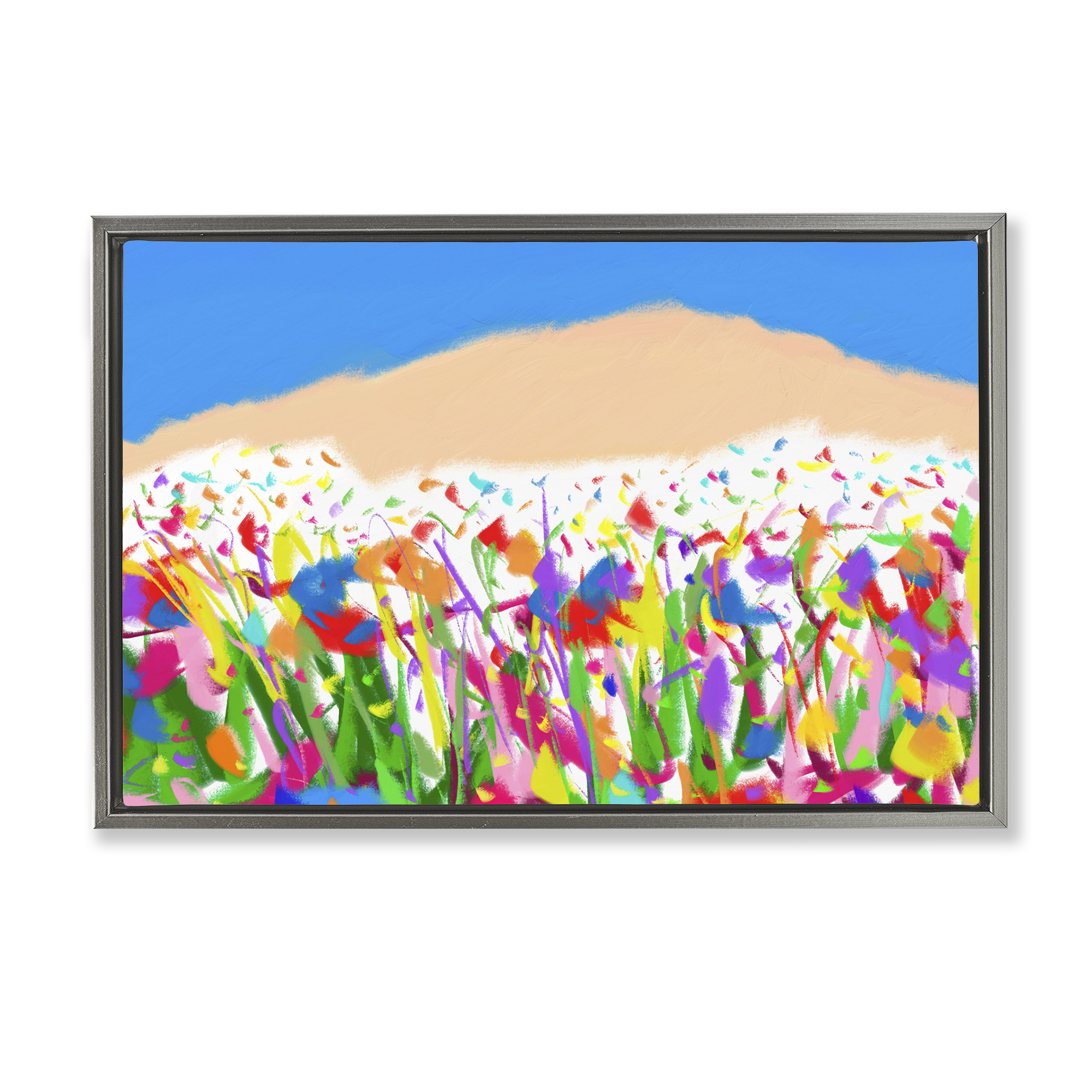 Stupell Industries Joyful Landscape Abstraction Landscape Painting Gray Floater Framed Canvas Art Print Wall Art, 25 x 17