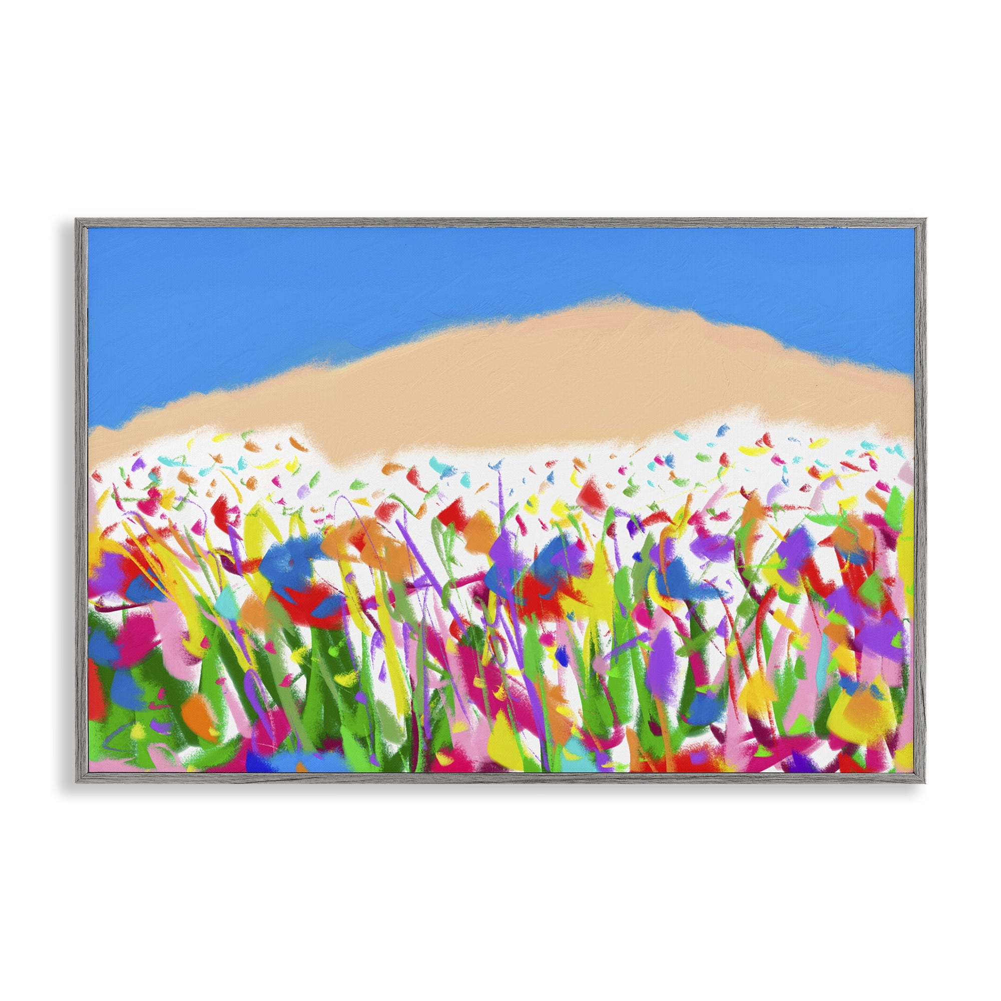Stupell Industries Joyful Landscape Abstraction Landscape Painting Gray Framed Art Print Wall Art, 24 x 16