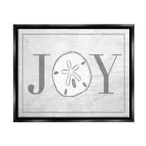 Stupell Industries Joyful Summer Sand Dollar Jet Black Framed Floating Canvas Wall Art, 16x20, by Daphne Polselli