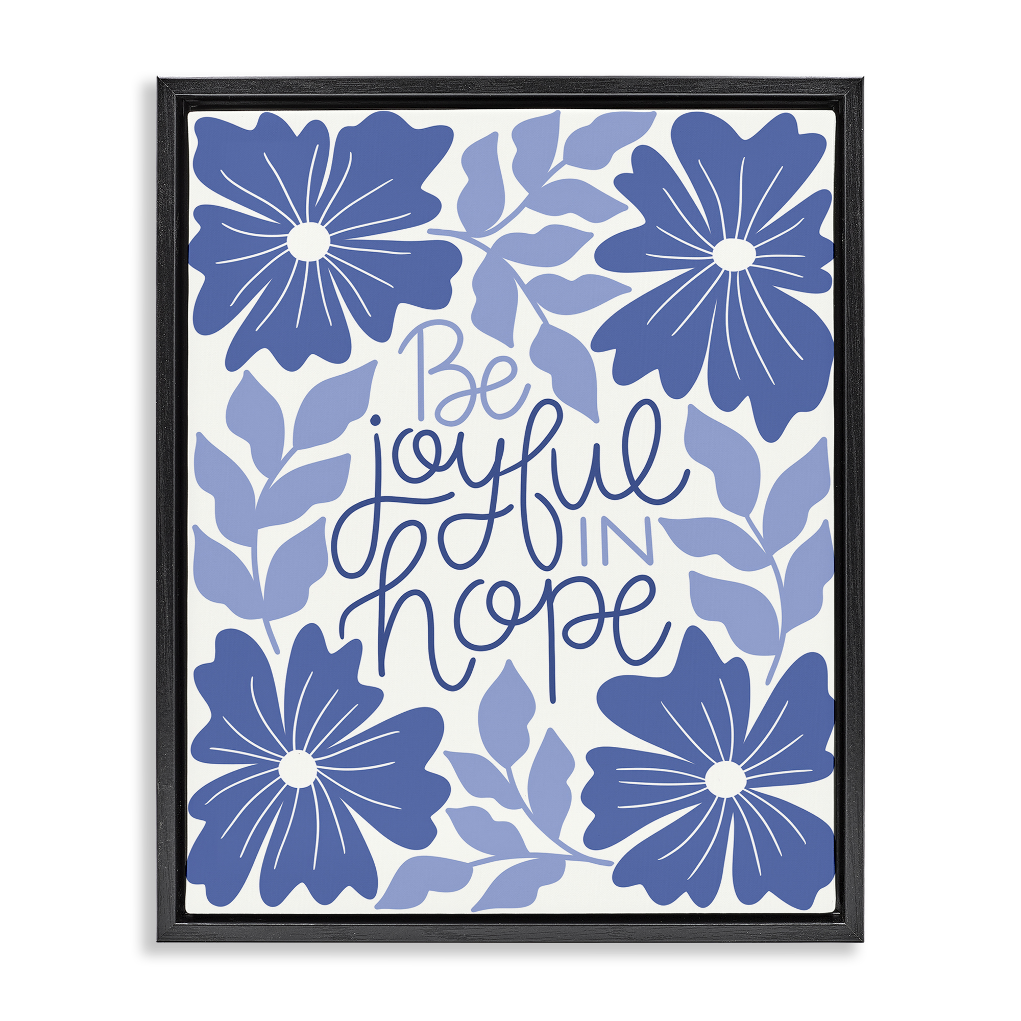 Stupell Industries Joyful in Hope Florals Plants & Flowers Painting Black Floater Framed Canvas Art Print Wall Art, 17 x 21