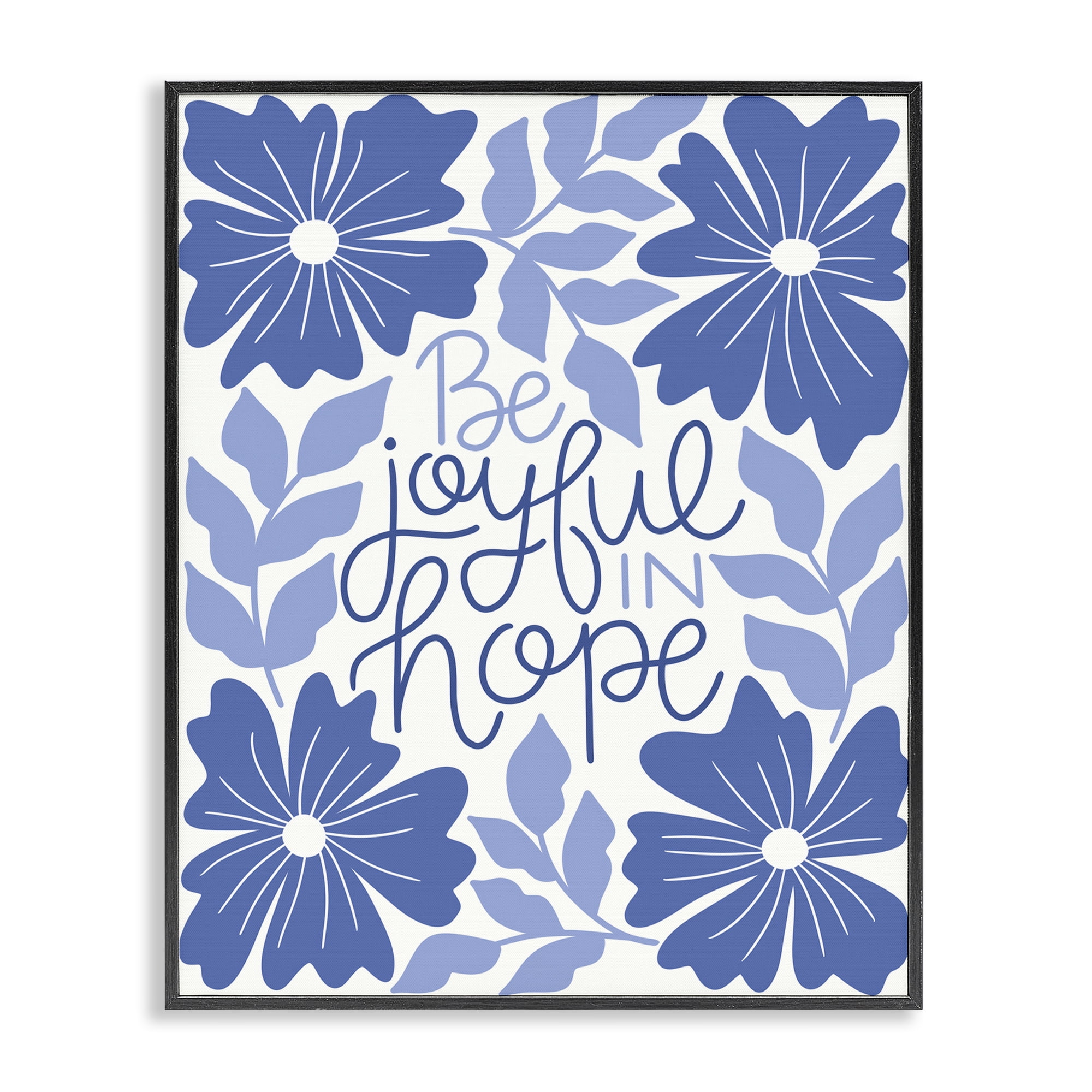 Stupell Industries Joyful in Hope Florals Plants & Flowers Painting Black Framed Art Print Wall Art, 16 x 20
