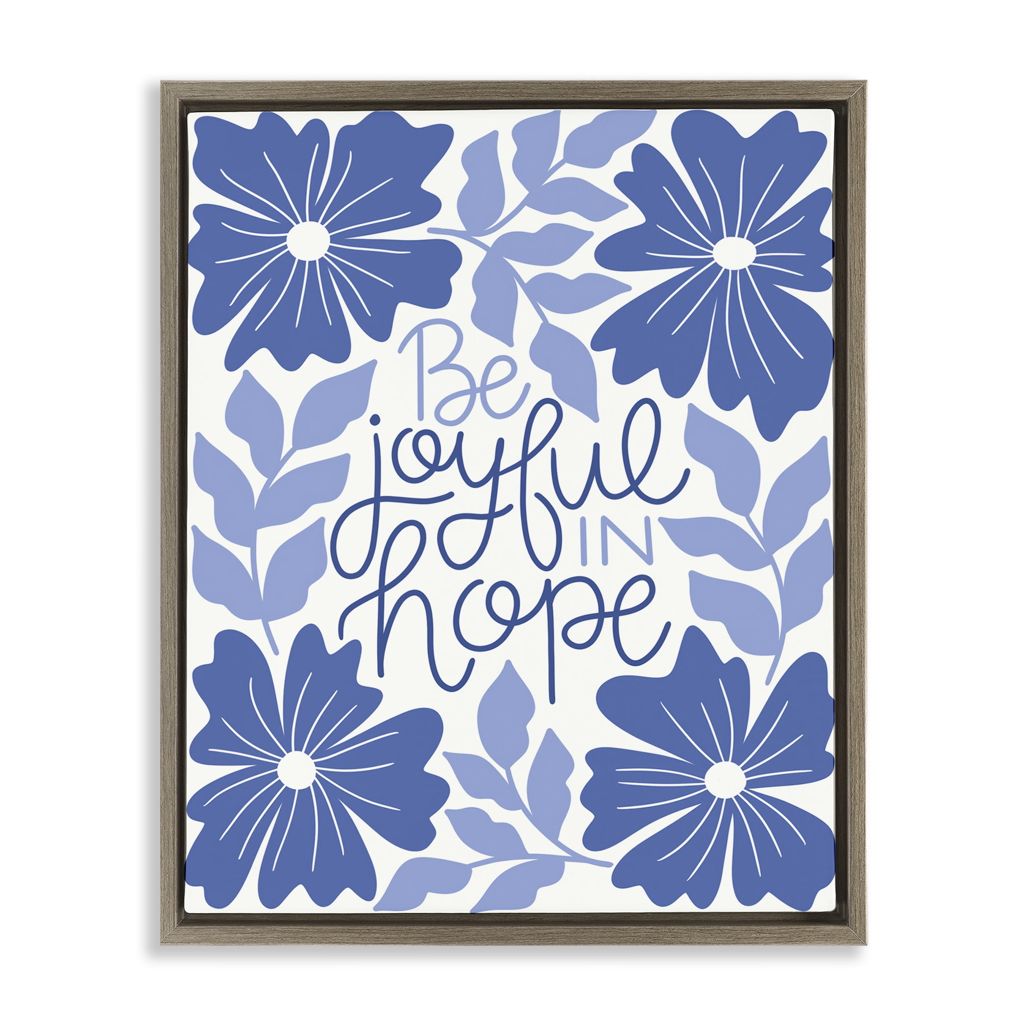 Stupell Industries Joyful in Hope Florals Plants & Flowers Painting Brown Floater Framed Canvas Art Print Wall Art, 17 x 21