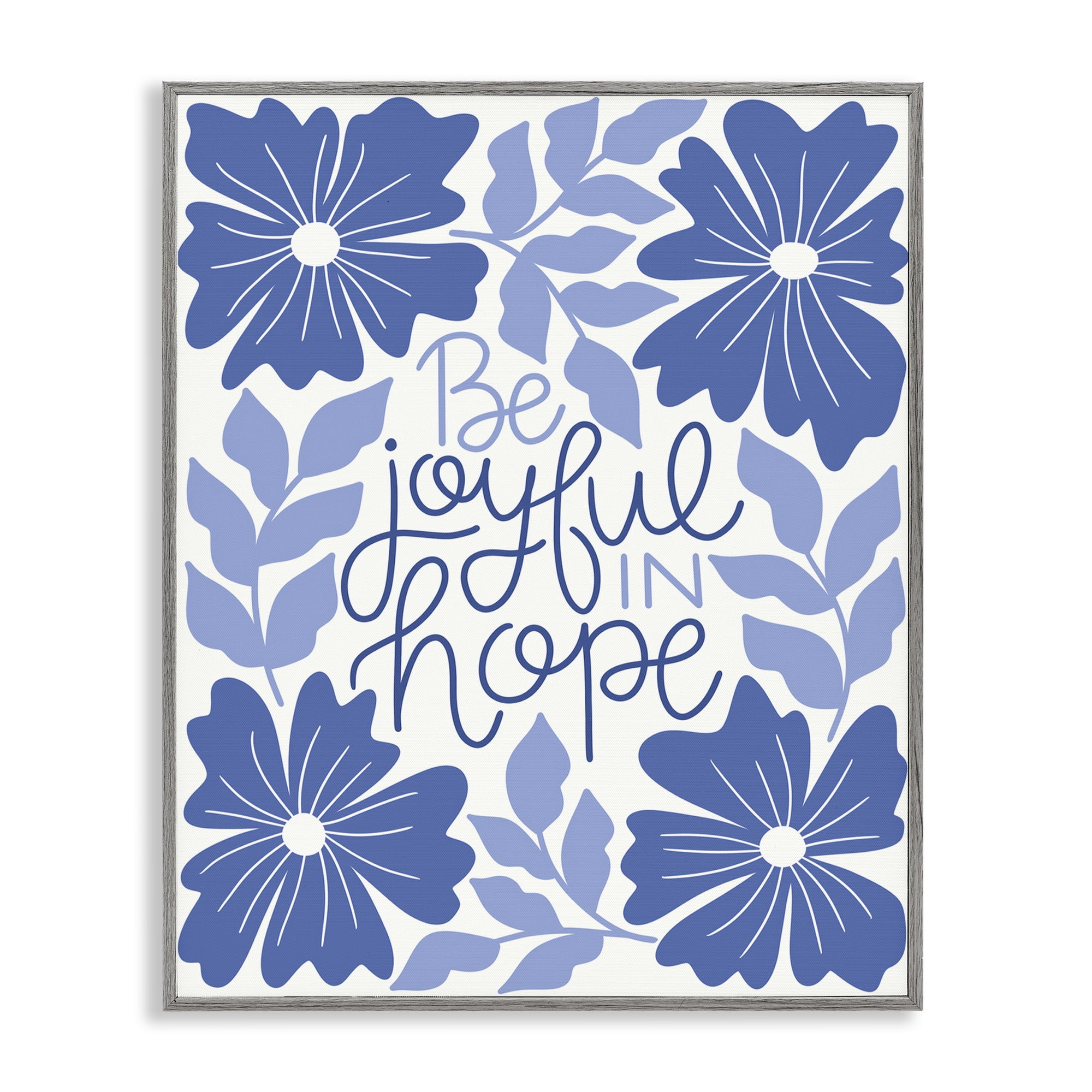 Stupell Industries Joyful in Hope Florals Plants & Flowers Painting Gray Framed Art Print Wall Art, 24 x 30