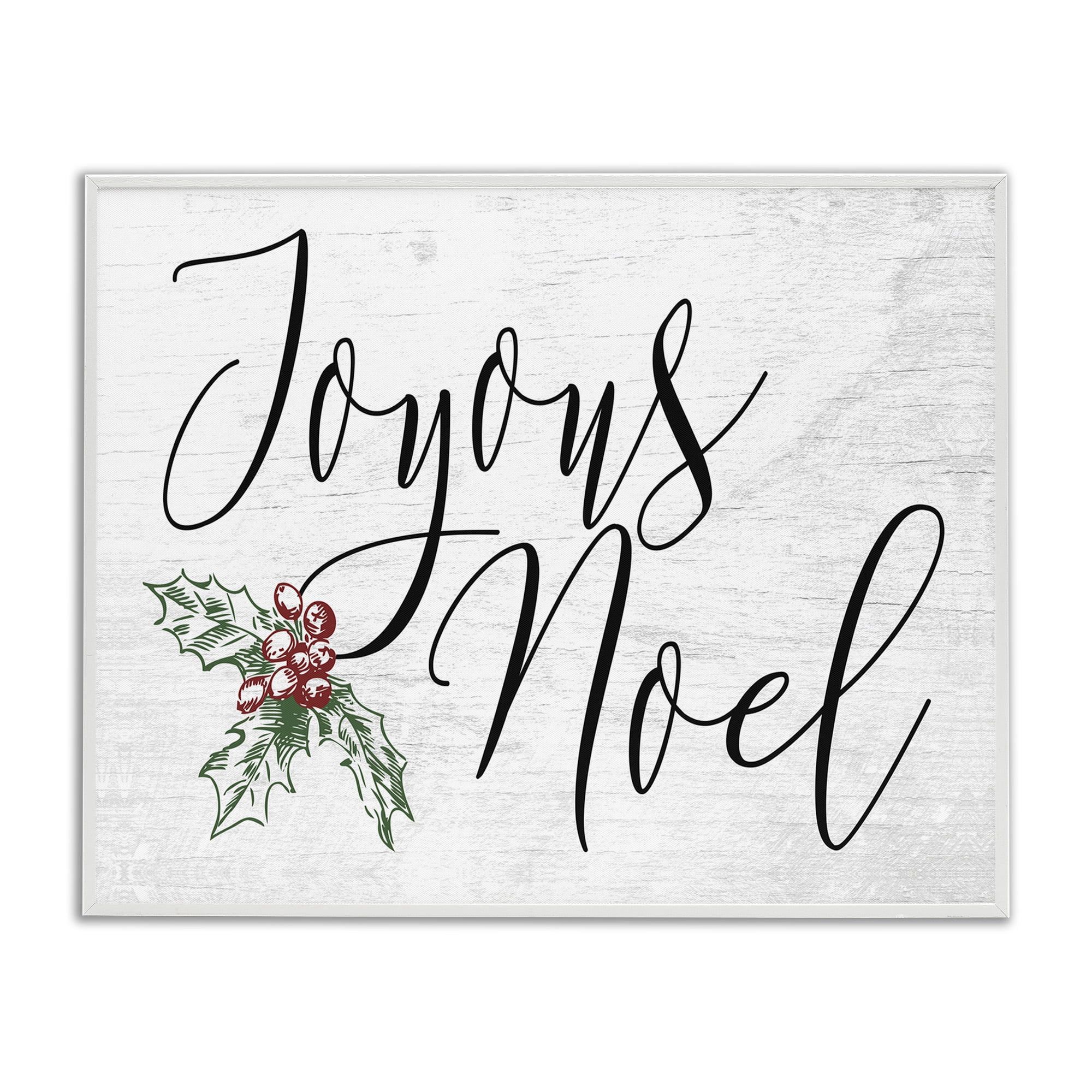 Stupell Industries Joyous Noel Christmas Botanicals Holiday Painting White Framed Art Print Wall Art, 30 x 24