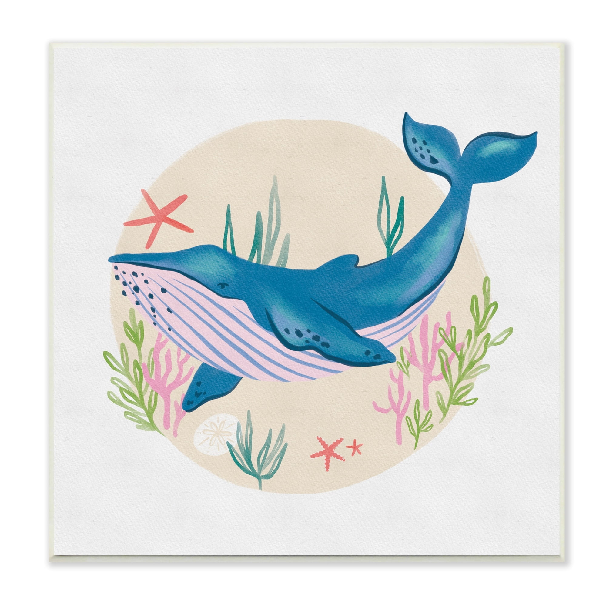 Stupell Industries Joyous Whale Roaming Seaweed Deep Ocean Marine Mammal,12 x 12, Design by Deborah Curiel